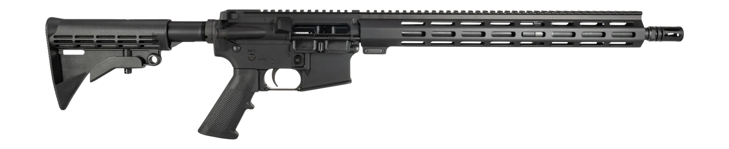 One Horse LLC OH-15 5.56 NATO 30+1 16" Black Threaded Barrel, Black Receiver w/Picatinny Rail, M-LOK Handguard, One Horse M4 6 Position Black Polymer Stock, Black A2 Grip