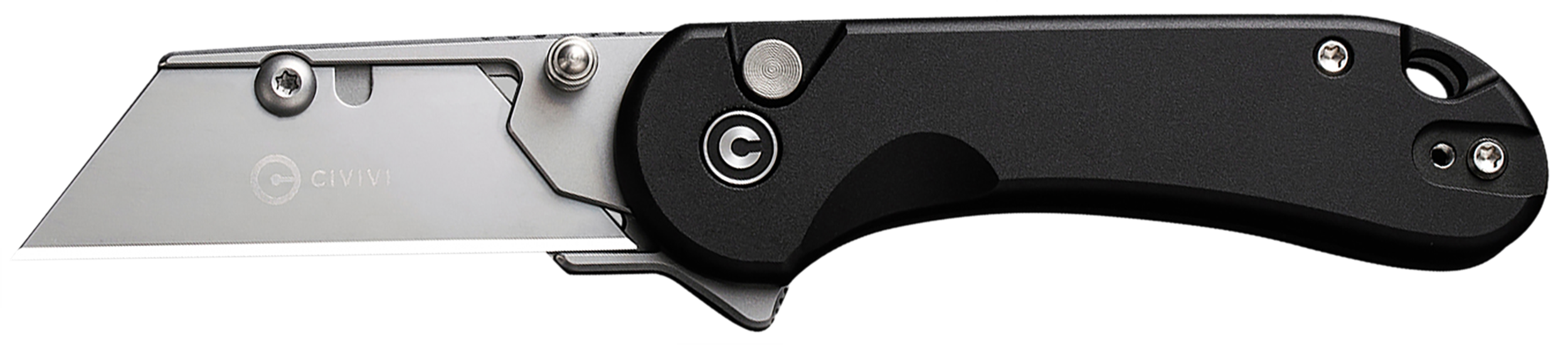 Civivi Knives C23039B-1 Elementum Utility All Purpose Utility Plain 6Cr13 Stainless Steel Blade, Black Aluminum Handle, 3 Blades & Pouch