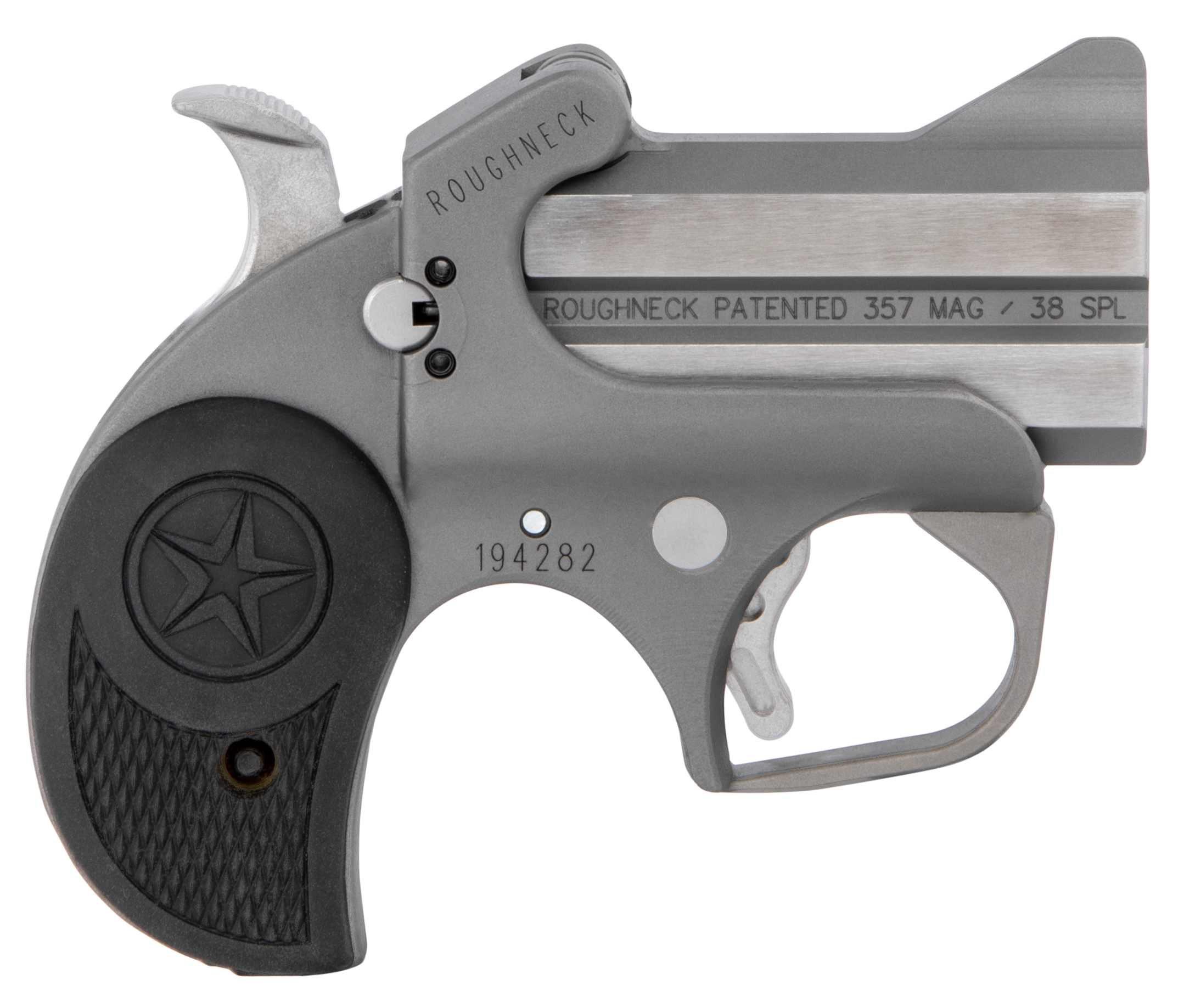Bond Arms BARN Roughneck Rough Series 38 Special/357 Mag 2 Shot 2.50" Rough Matte Stainless Steel Barrel & Frame, Black Rubber Grips