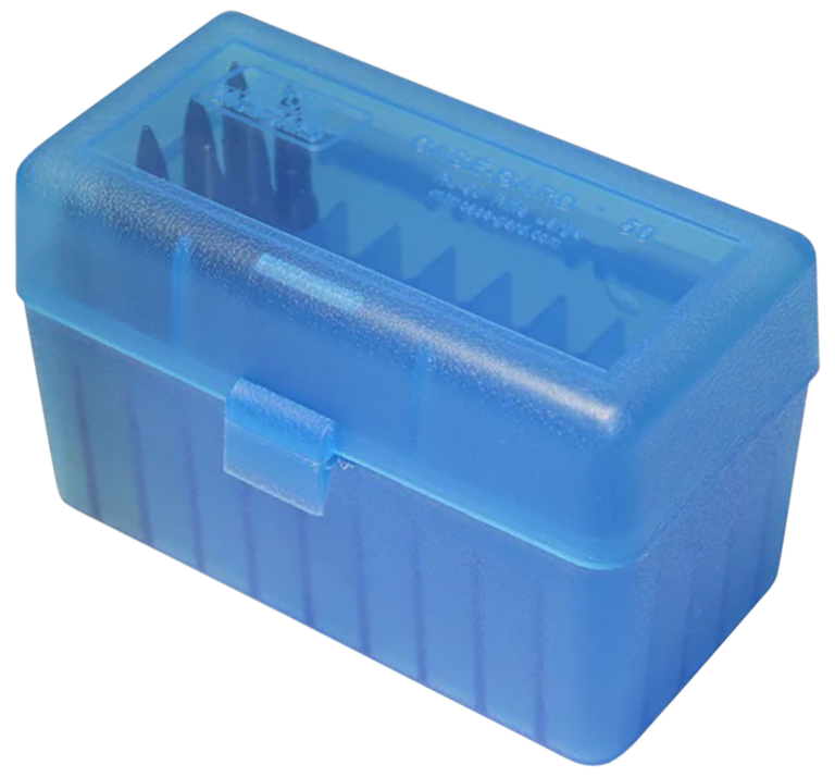 MTM Case-Gard RSS5024 Ammo Box Flip-Top 6mm PPC/7mm Clear Blue Polypropylene 50rd