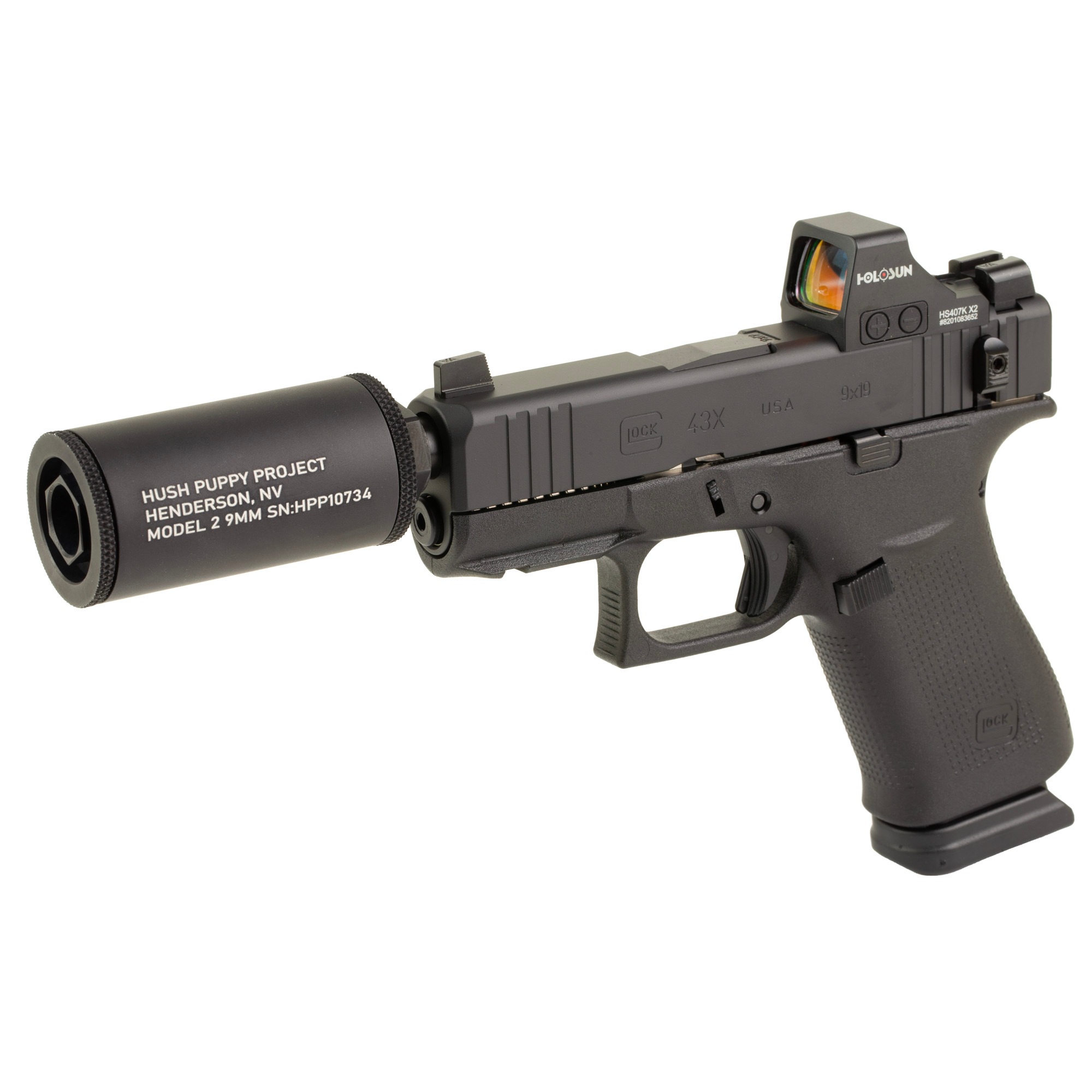Glock 43X MOS w- Holosun 407K, 9mm, 3.92" Threaded Barrel, 15 RDs, Black-img-2