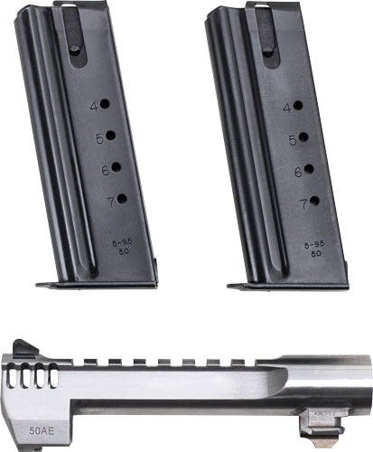 DESERT EAGLE 50AE 6" SS BARREL W/TWO MAGS & MUZZLE BRAKE