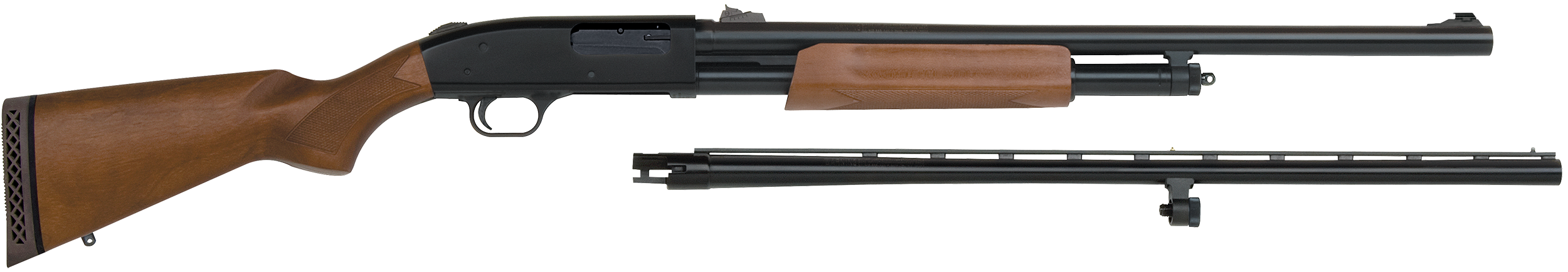 Mossberg 54264 500 Combo 12 Gauge 5+1 3" 24" Slugster/28" Vent Rib Steel Barrels, Dual Extractors,  Blued Steel Receiver w/Integral Scope Mount, Fixed Wood Stock, Fully Rifled Bore Choke