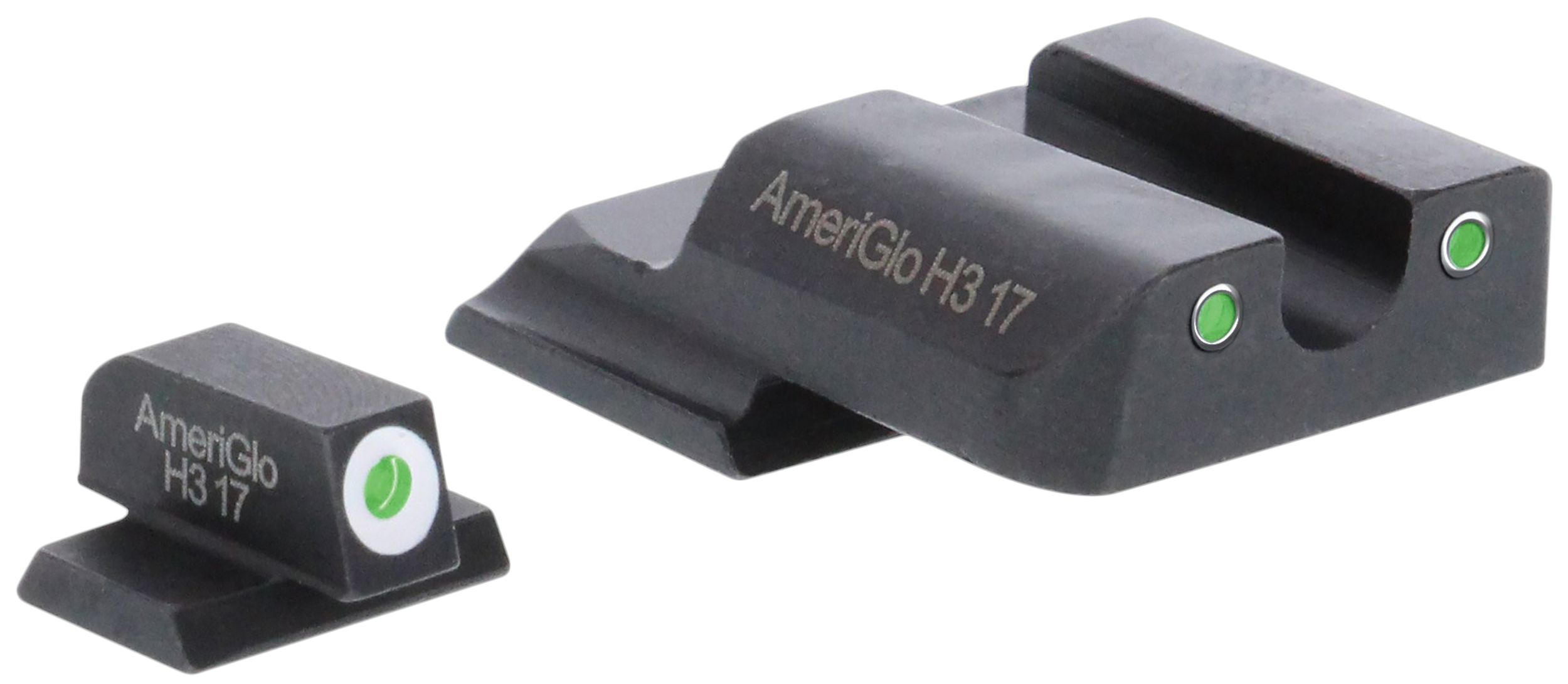 AmeriGlo SW145 Classic Tritium Set for Smith & Wesson M&P Shield Green Tritium White Outline Front Sight-Green Tritium White Outline Rear Sight