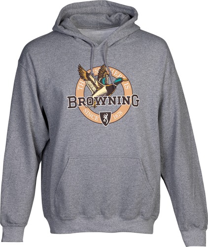 BROWNING HOODIE VINTAGE EMBLEM GREENHEAD HEATHER GRAY XLARGE