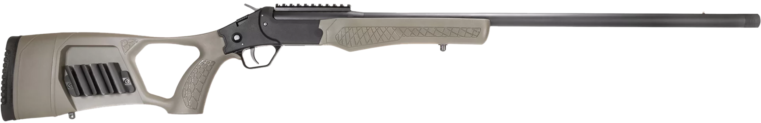 Rossi SSP20TKY Tuffy Turkey 20 Gauge 1rd 26" Alloy Steel Barrel & Receiver w/Matte Black Finish, Synthetic OD Green Fixed Thumbhole Stock w/Shell Holder, Ambidextrous (Youth)