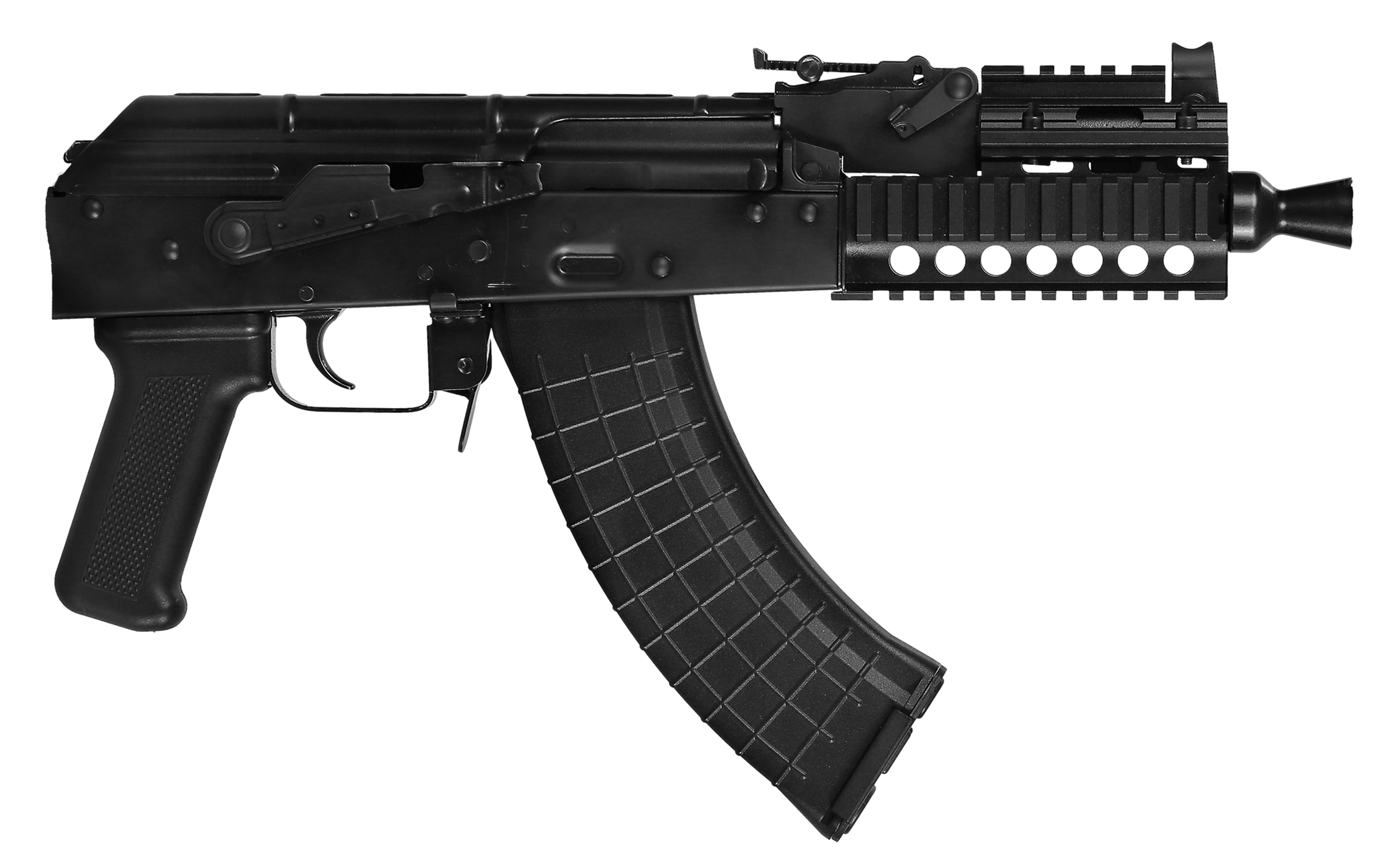 Pioneer Arms AK0031KCORE Micro Hellpup CORE 7.62x39mm 30+1 7" Blued Threaded Barrel, Quad Picatinny Rail Handguard, Blued Steel Receiver w/Side Mounted Optic Rail, Black Plastic Grip, Right Hand