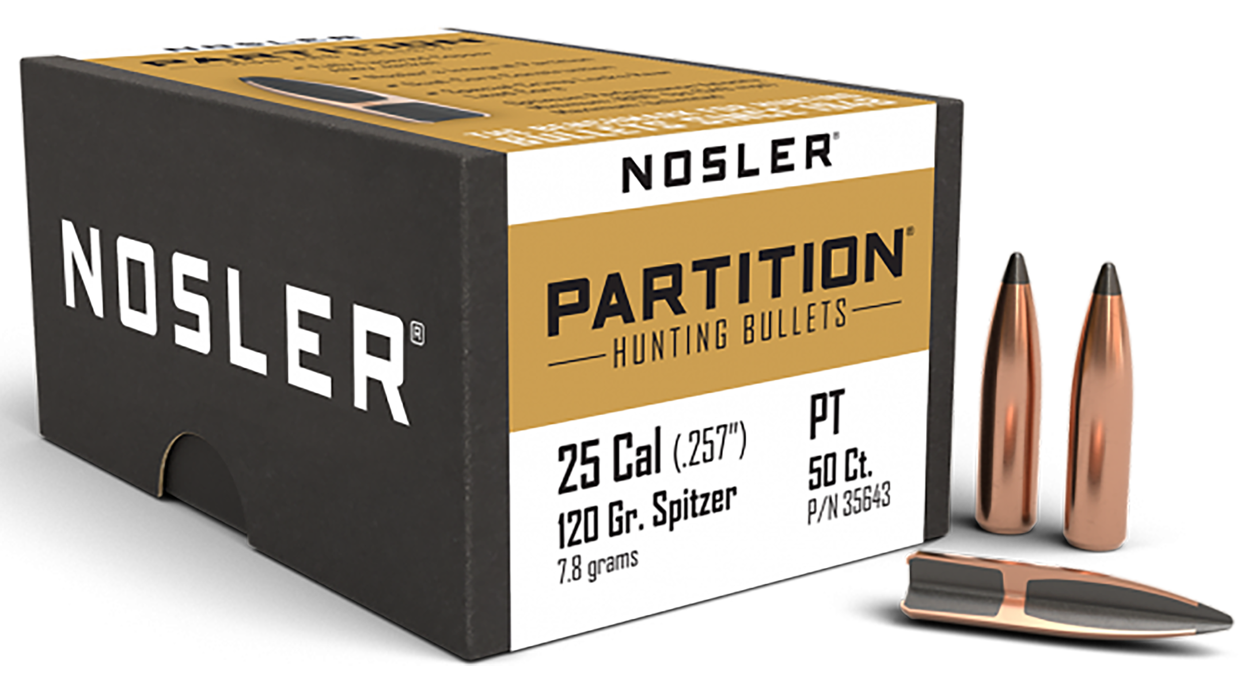 Nosler 35643 Partition  25Cal 120gr Spitzer 50/Box