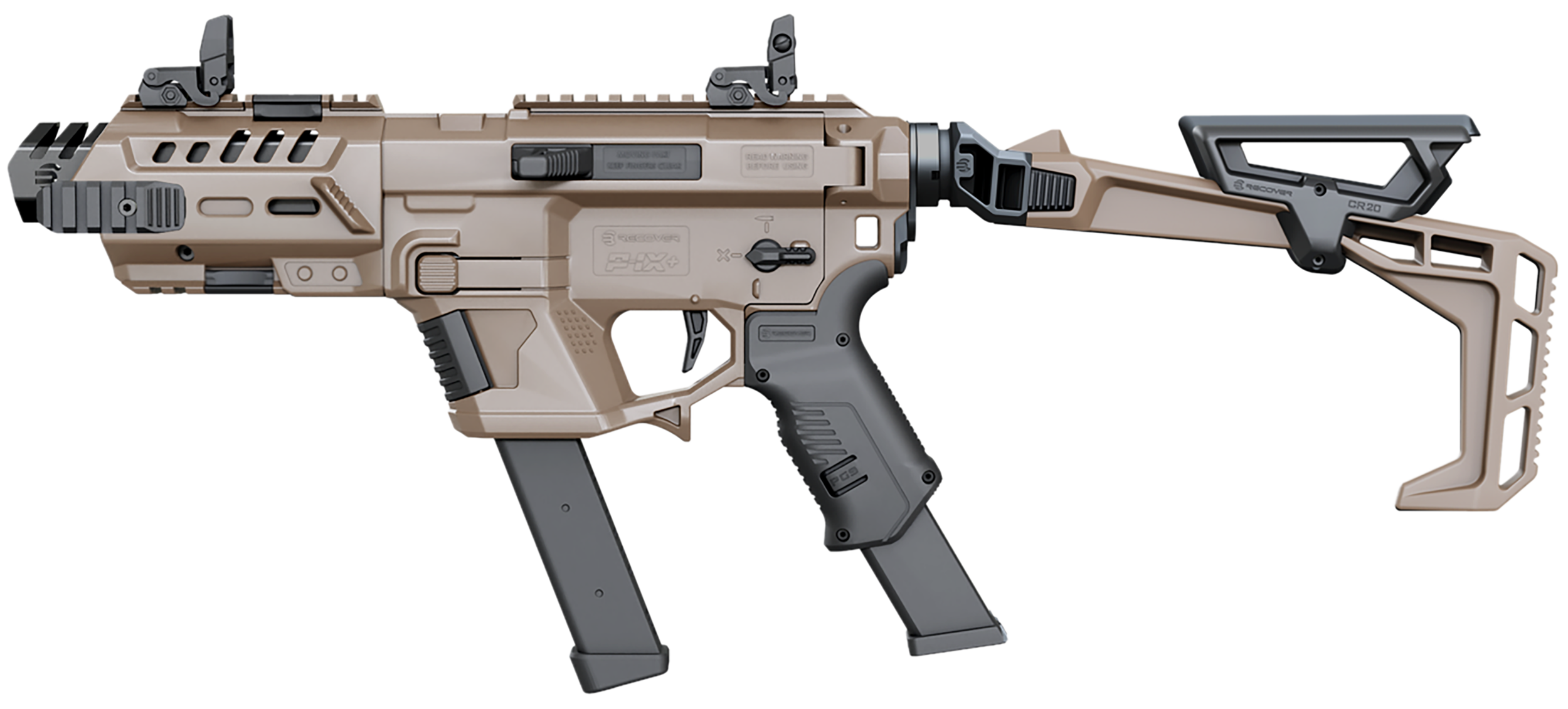 Recover Tactical PIXPBFST02 P-IX+Basic  PG9 Folding Stock Metal Front Guard Tan