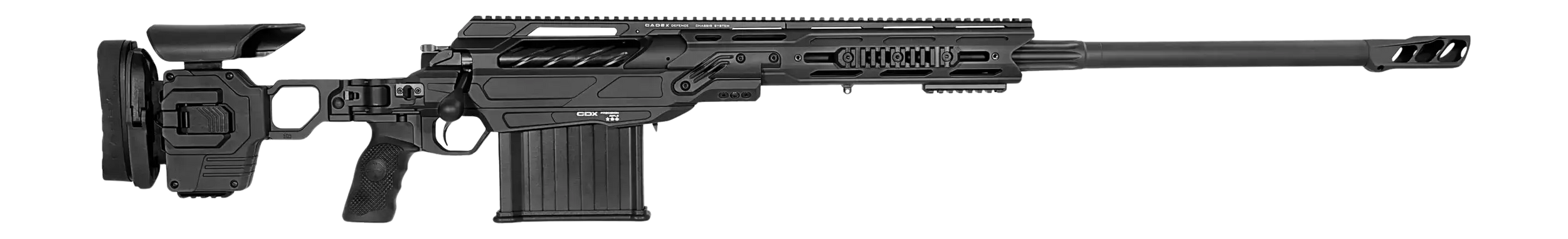 Cadex Inc CDX50DUAL5029BR40I2J5N CDX-50 Tremor 50 BMG 5+1 29" Black DLC Match Grade Threaded Barrel, Black DLC Aluminum Receiver w/Picatinny Rail, Adjustable Folding Hybrid Tan Stock, Black Polymer Gr