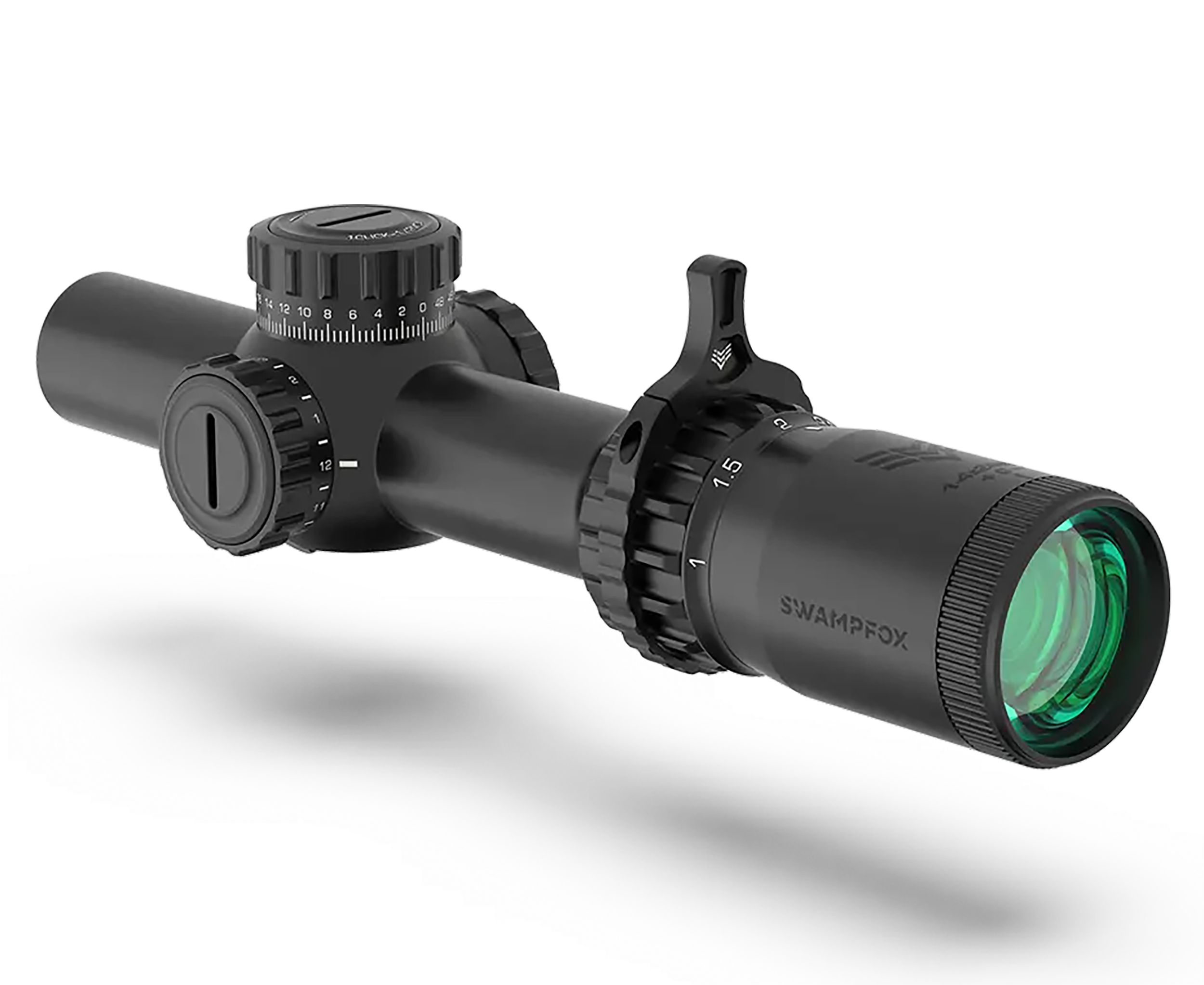 Swampfox Optics THK14241GF Tomahawk II  Black 1-4x 24mm 30mm Tube Bright Fiber Optic Green Reticle