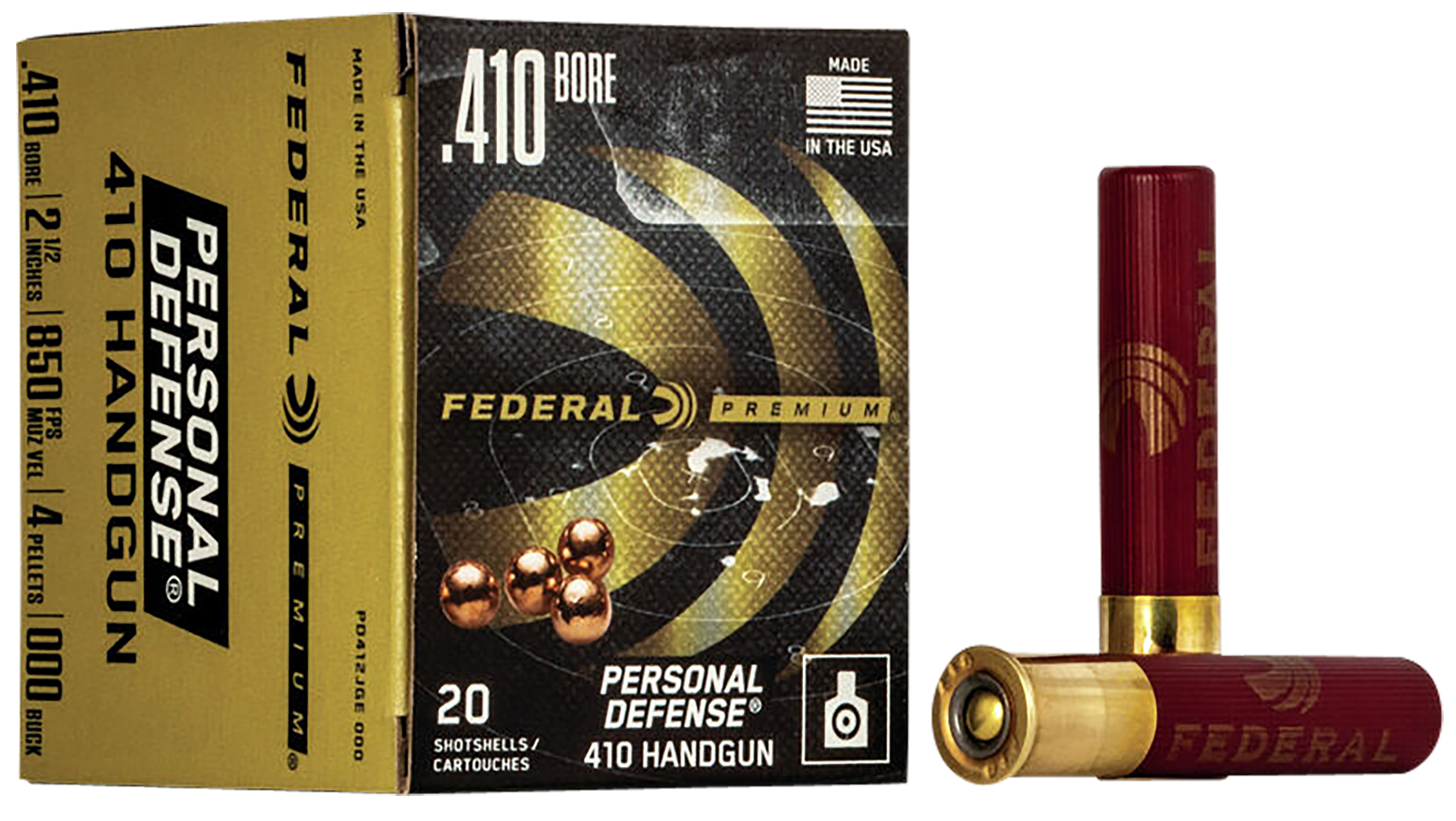 Federal PD412JGE000 Premium Personal Defense 410Gauge 2.50" 7/16oz 000BuckShot 20 Per Box/10 Case
