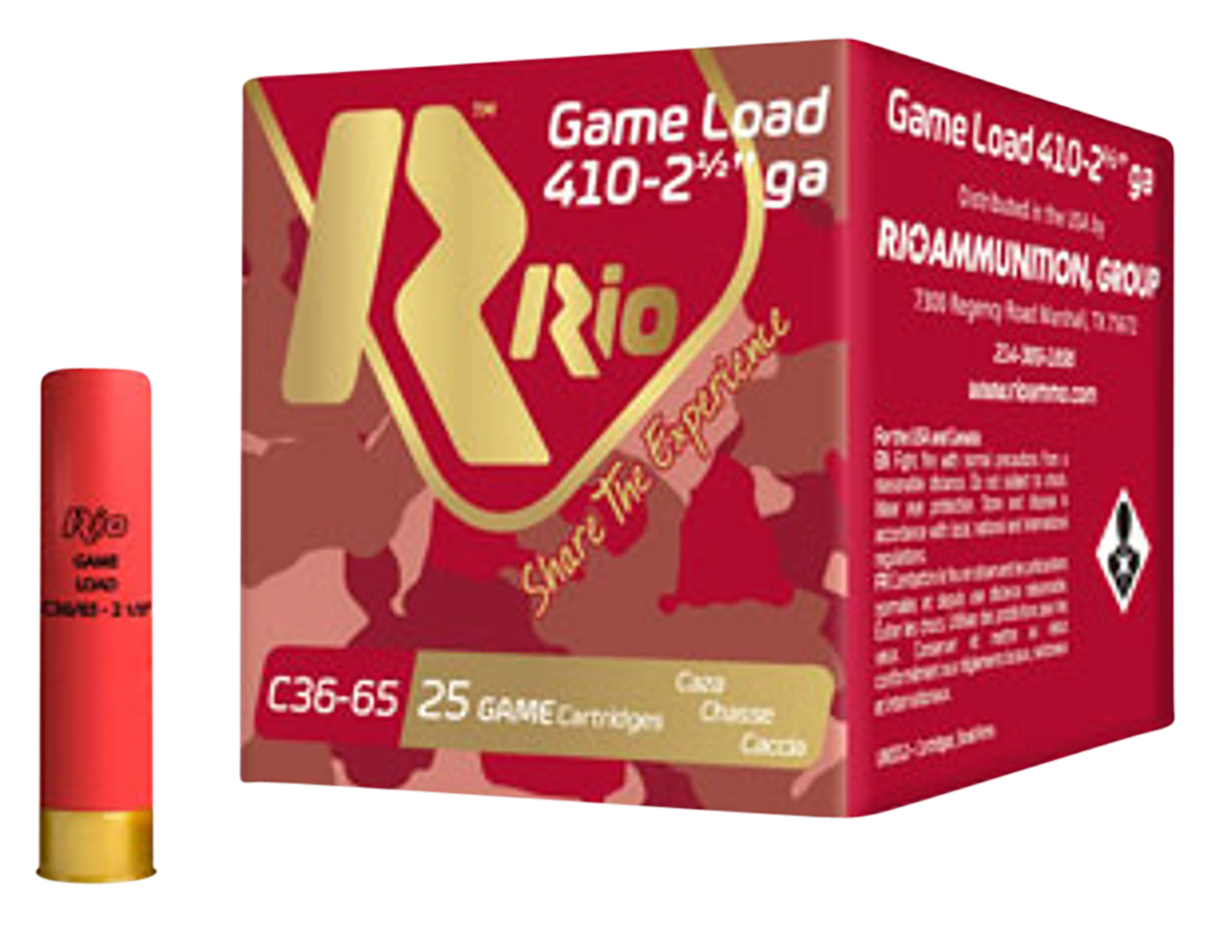 Rio Ammunition RC368 Game Load Heavy Field 410Gauge 2.50" 1/2oz 8Shot 25 Per Box/10 Case