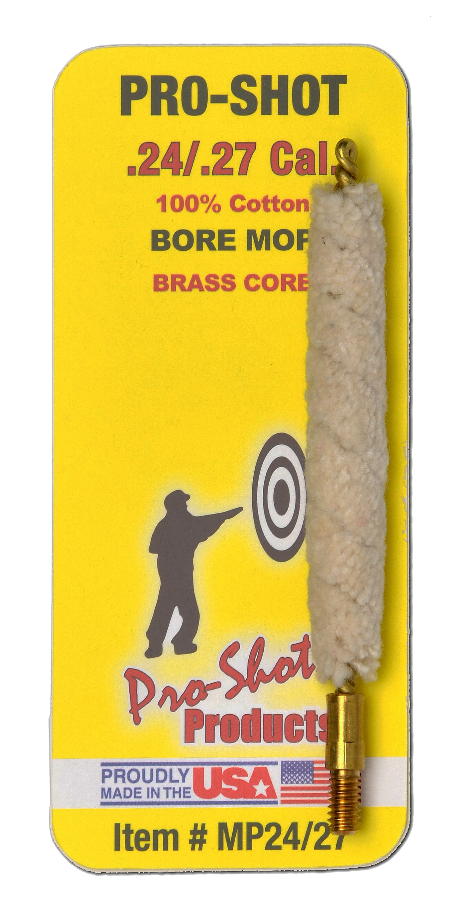 Pro-Shot MP2427 Bore Mop .24 - .27 Cal Rifle #8-32 Thread Brass Core