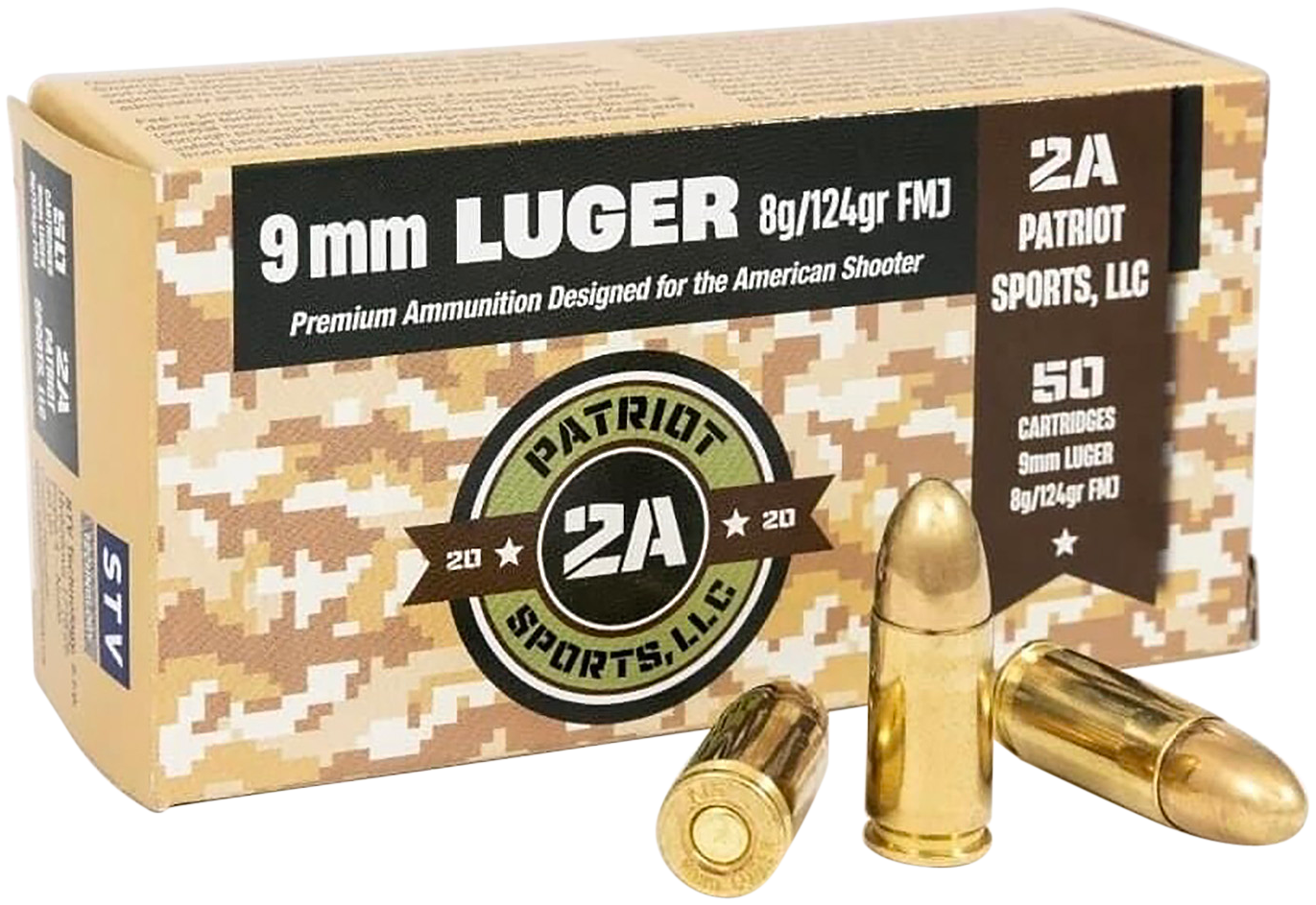 PATRIOT SPORTS LLC P9MM124F   9mmLuger 124gr Full Metal Jacket 50 Per Box/20 Case