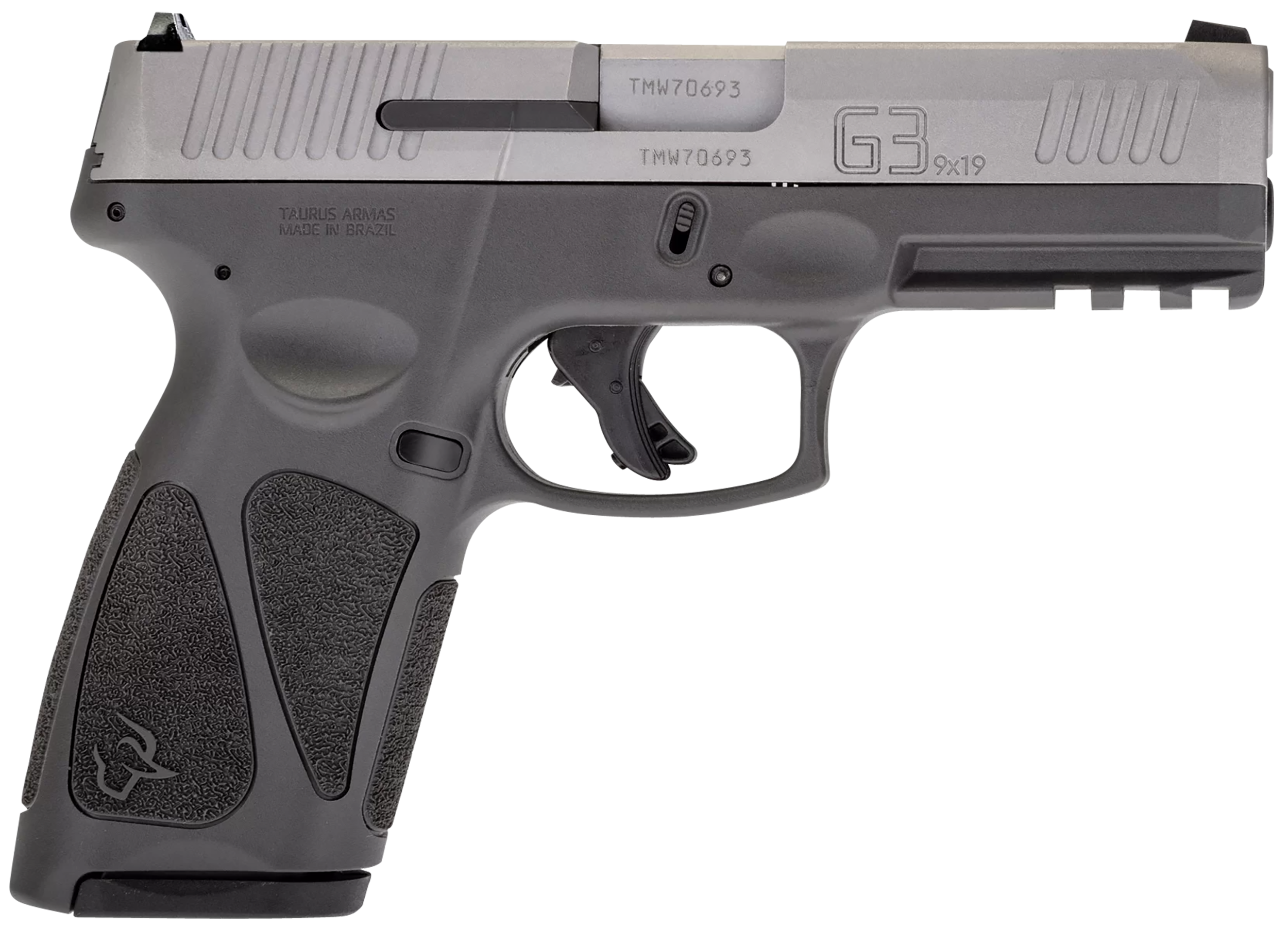 Taurus 1G3B949G15 G3  Full Size Frame 9mm Luger 15+1 4" Matte Stainless Steel Barrel, Matte Serrated Stainless Steel Slide, Gray Polymer Frame w/Picatinny Rail, Gray Polymer Grip, Right Hand