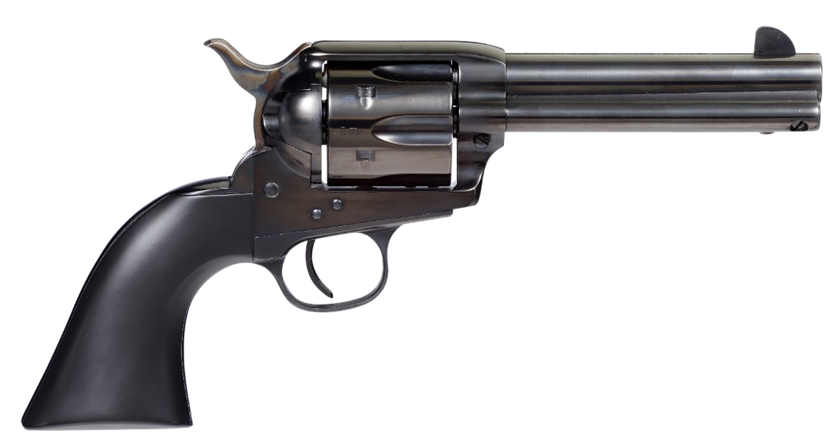 Taylors & Company 555162 Devil Anse  357 Mag Caliber with 4.75" Blued Finish Barrel, 6rd Capacity Blued Finish Cylinder, Color Case Hardened Finish Steel Frame & Matte Black Wood Grip