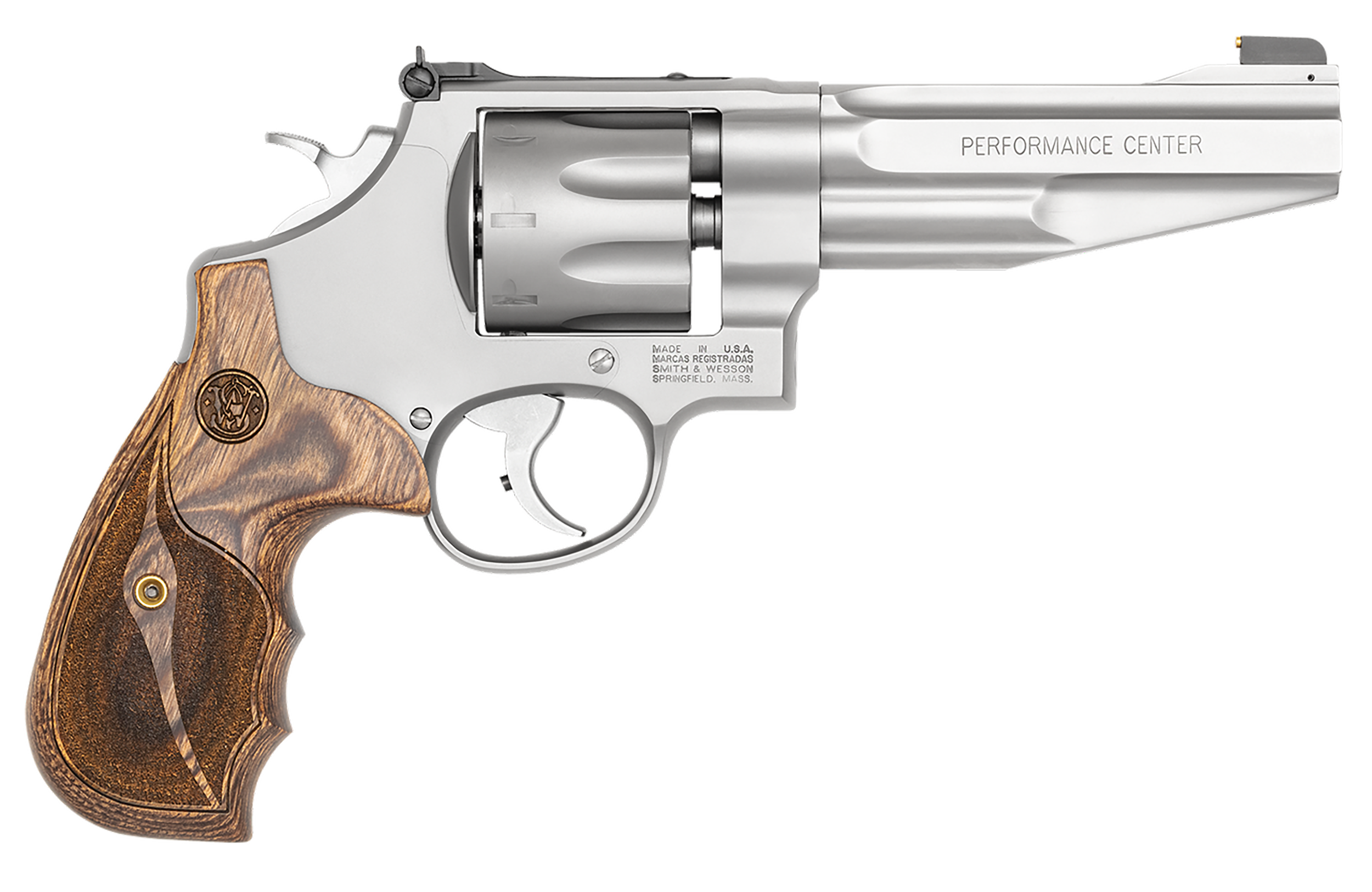 Smith & Wesson 170210 Performance Center Model 627 357 Mag 8rd 5" Stainless Steel Barrel & Cylinder Matte Silver Stainless Steel Frame with Wood Grip Includes Synthetic Grip