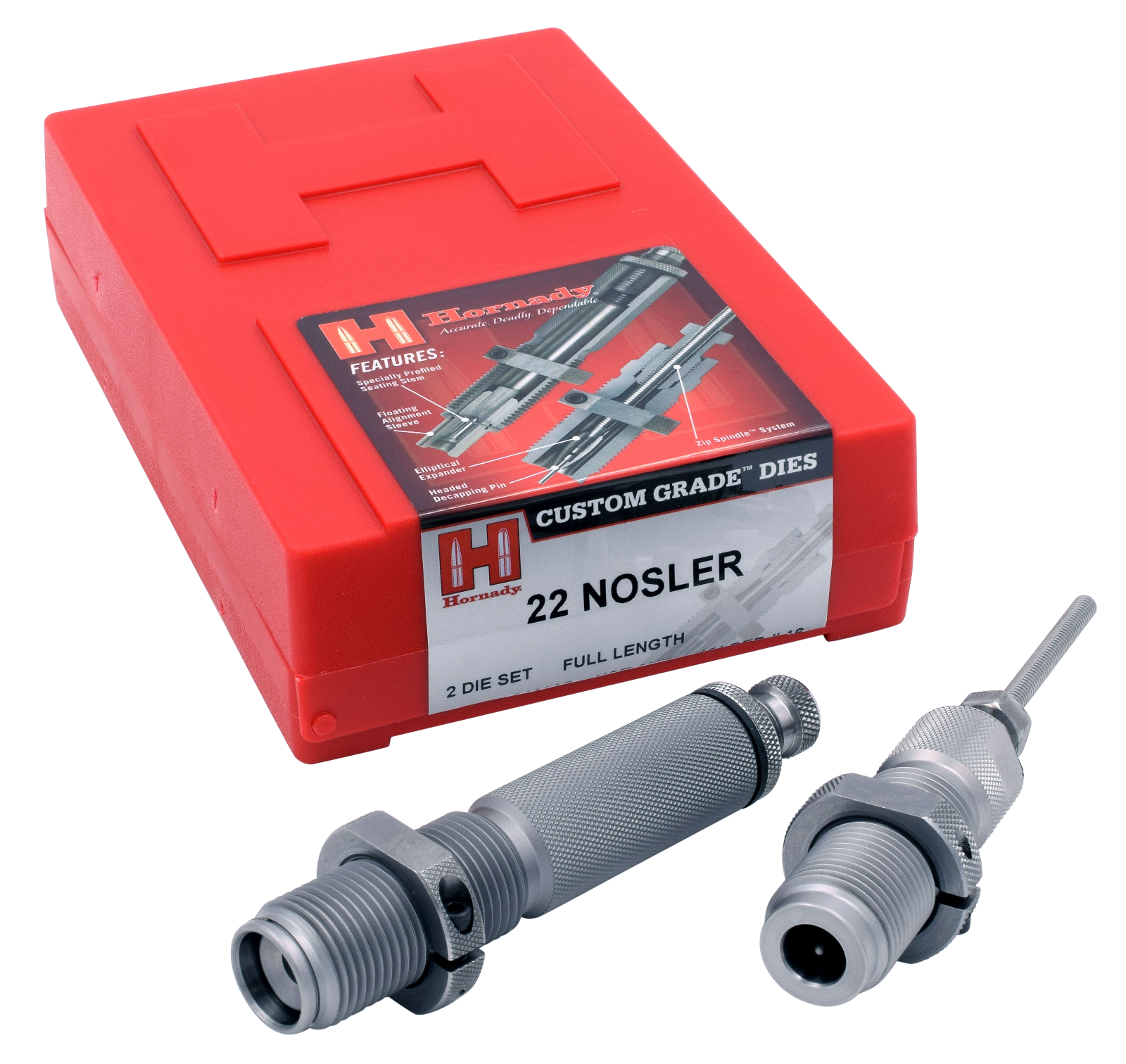 Hornady 546207 Custom Grade Series III 2 Die Set for 22 Nosler Includes Sizing Seater