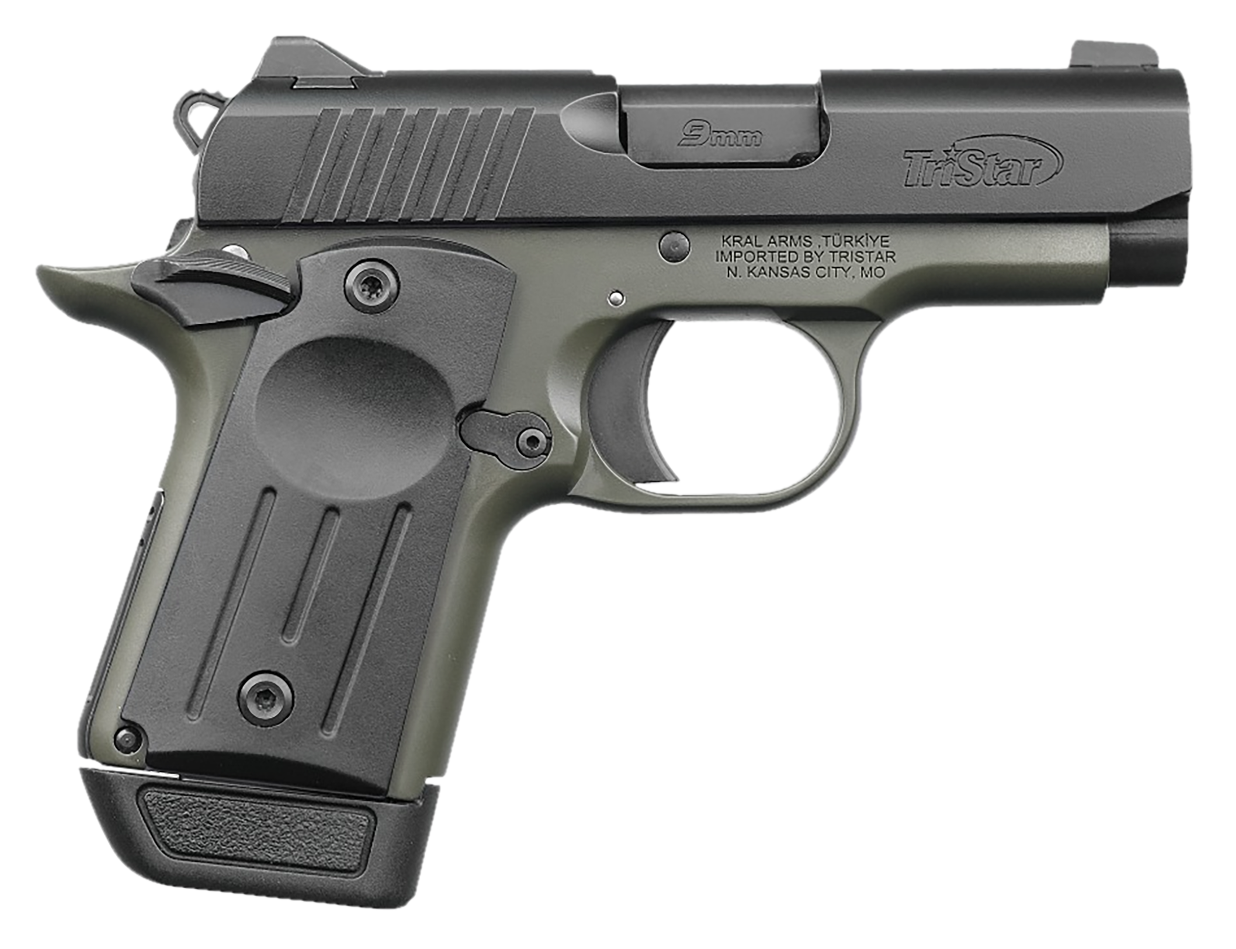 TriStar 85714 Protege X  Sub-Compact Frame 9mm Luger 7+1 3.20" Black Steel Barrel, Black Cerakote Serrated Steel Slide, OD Green Cerakote Frame, Black Polymer Grip