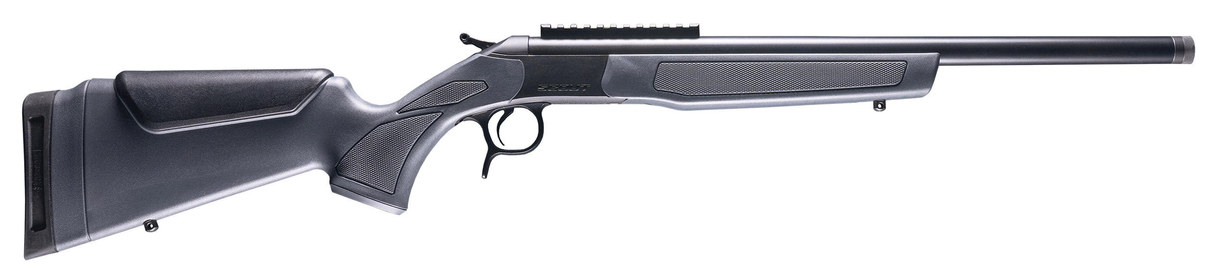 CVA CR4445 Scout 444 Marlin 1rd 22" Blued Threaded Barrel, Blued Picatinny Rail Receiver, Stealth Gray Fixed Synthetic Stock