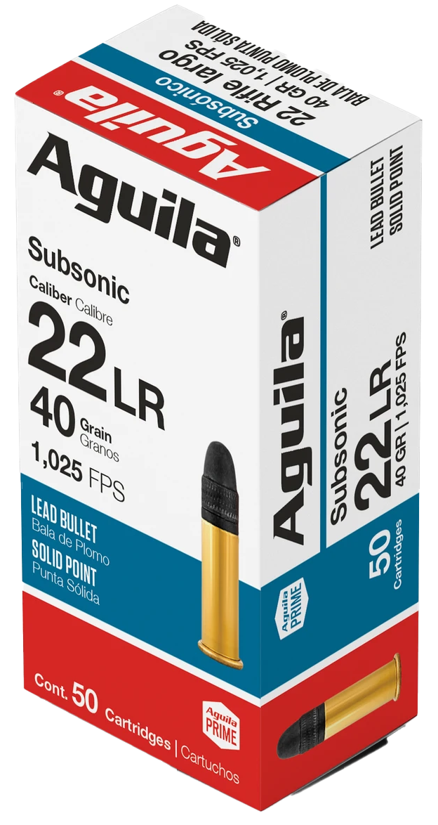 Aguila 1B220269 Subsonic  22LR 40gr Lead Solid Point 50 Per Box/20 Case