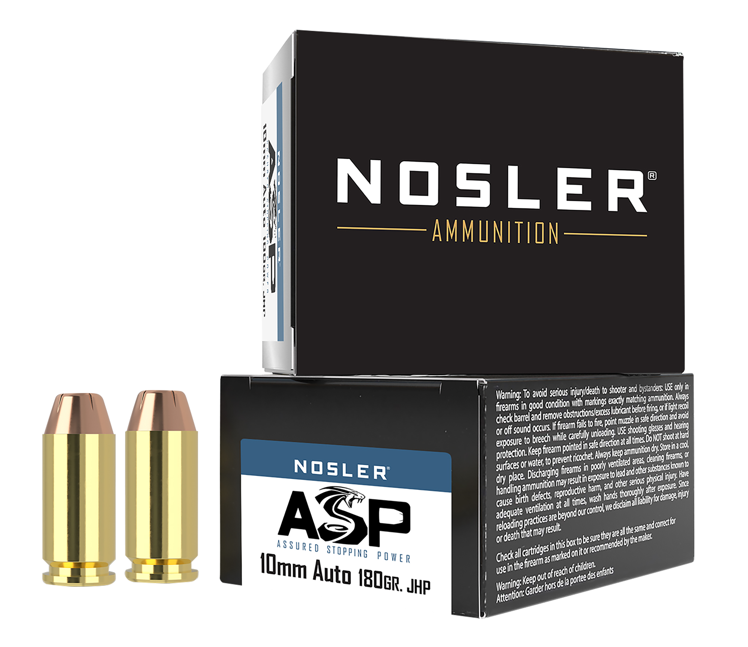 Nosler 51400 Assured Stopping Power Handgun 10mmAuto 180gr Jacketed Hollow Point 20 Per Box/20 Case