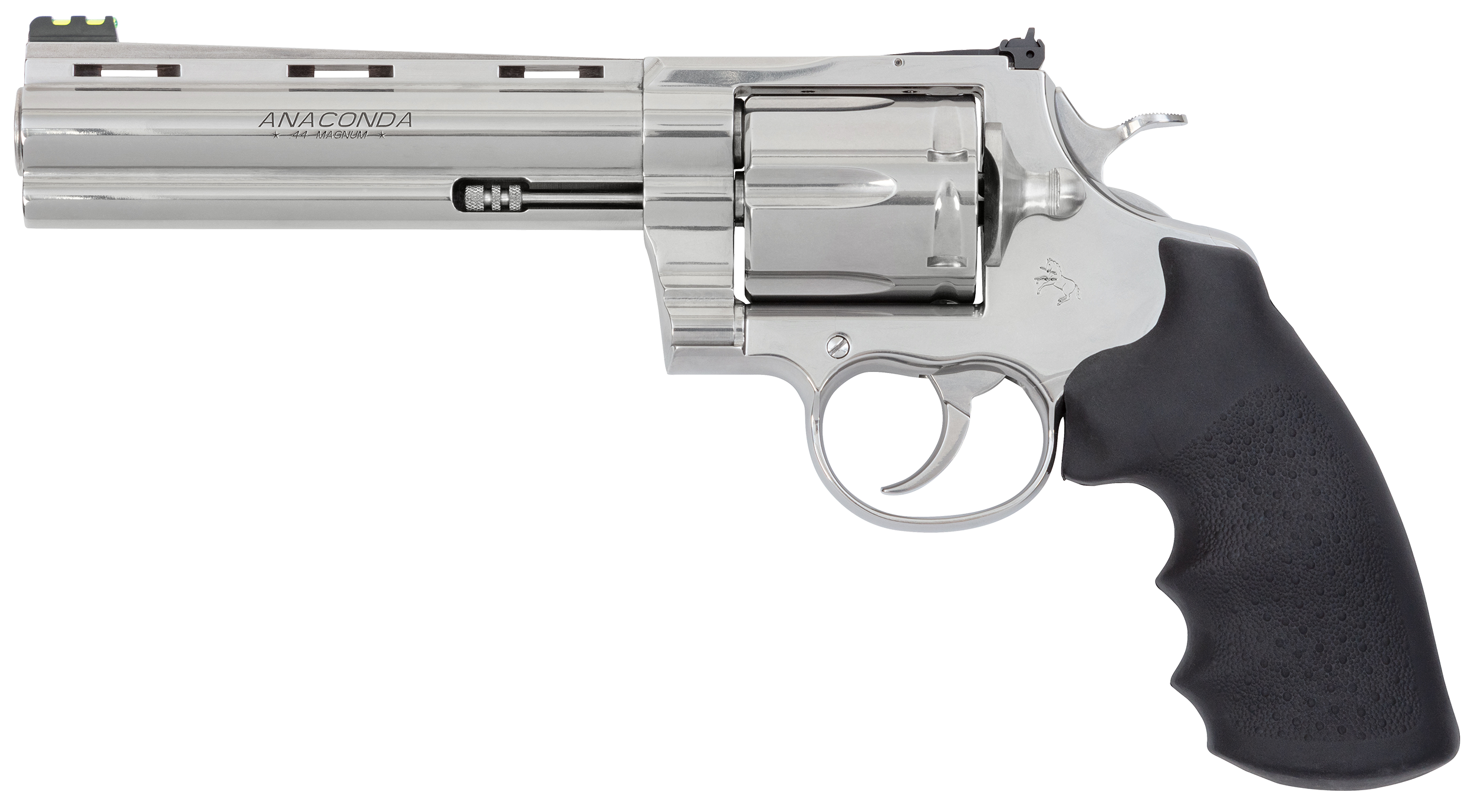 Colt Mfg ANACONDASP6RFT Anaconda Target 44 Mag 6rd 6" Stainless Vent Rib Barrel, Cylinder & Stainless Stainless Steel Frame, Black Rubber Grip