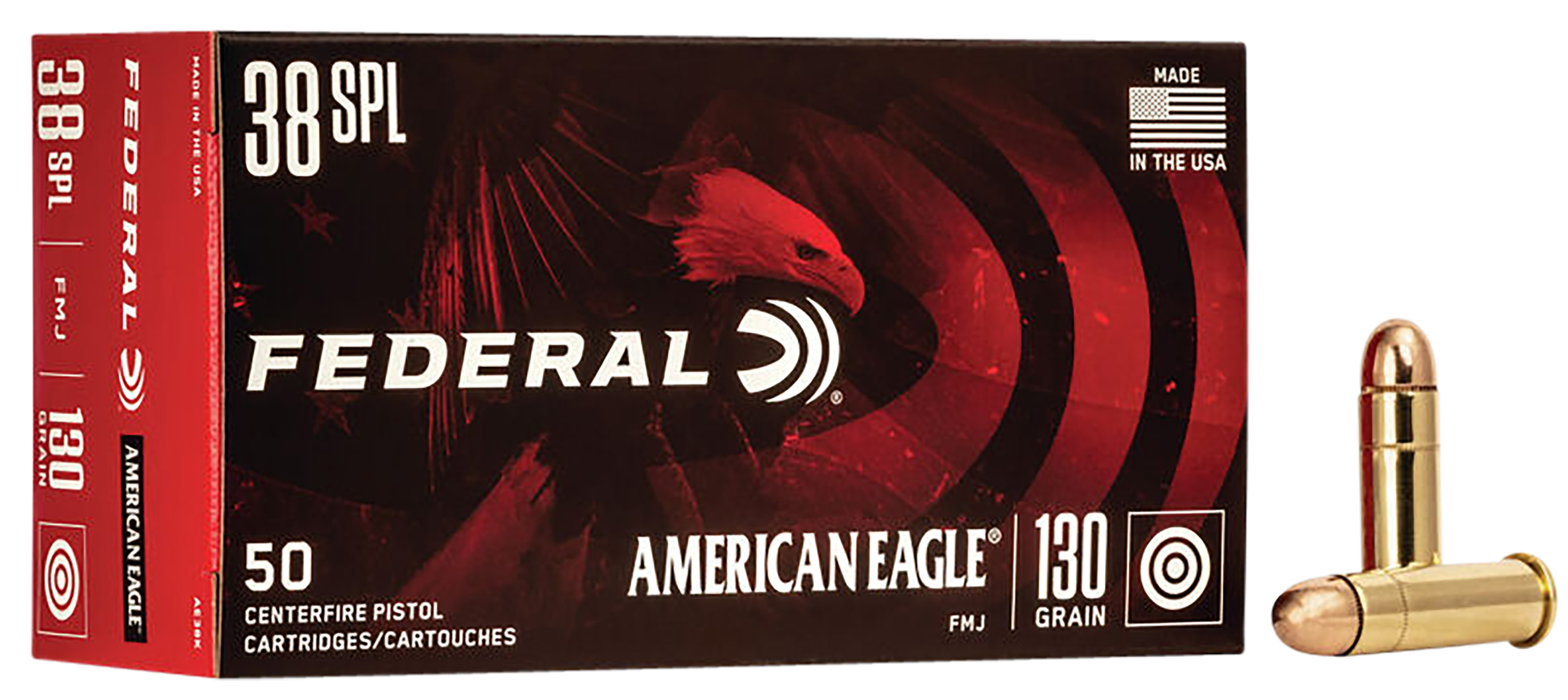 Federal AE38K American Eagle Handgun 38Special 130gr Full Metal Jacket 50 Per Box/20 Case