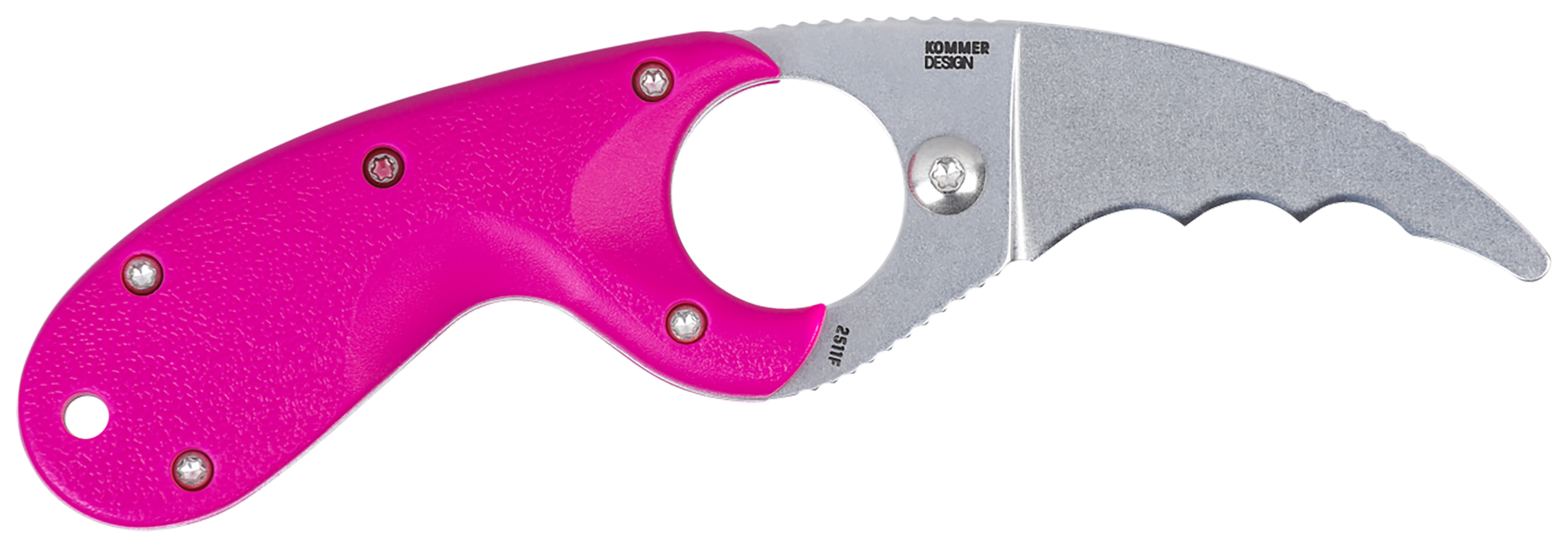 CRKT 2511T Bear Claw  2.39" Fixed Hawkbill Serrated Powder Coated AUS8A SS Blade, Pink Textured GRN Handle
