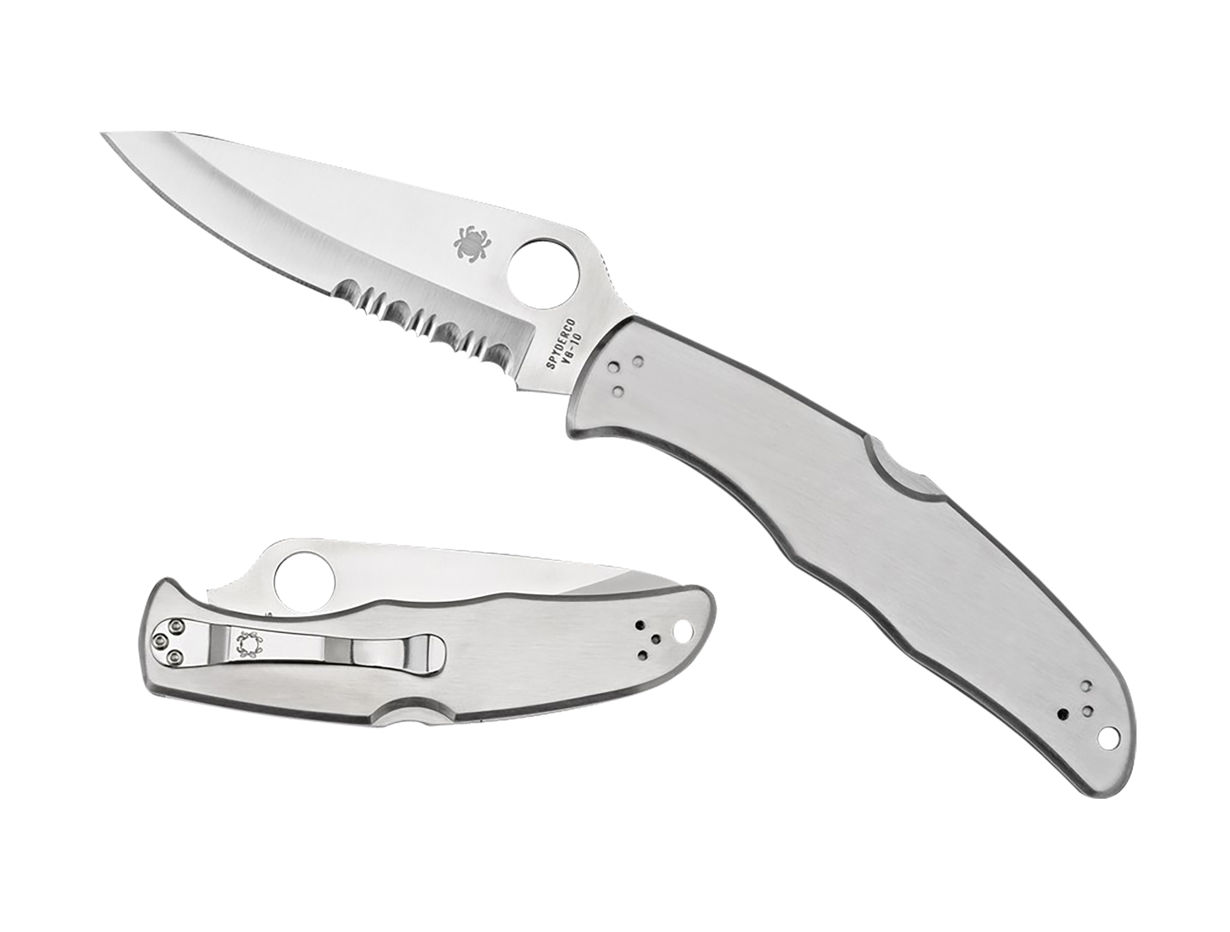 Spyderco C10PS Endura 4  3.85" Folding Plain Satin VG-10 SS Blade/Satin Stainless Steel Handle Includes Pocket Clip