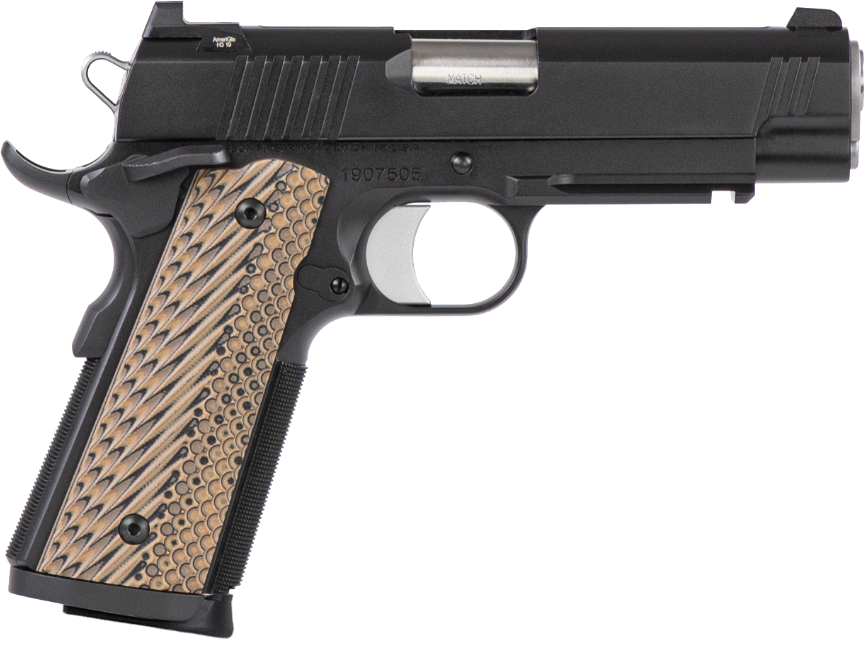Dan Wesson 01795 Specialist Commander Full Size Frame 45 ACP 8+1 4.25" Stainless Steel Barrel, Black Duty Serrated Steel Slide, Black Duty Steel Frame w/Picatinny Rail, Black/Brown G10 Grip