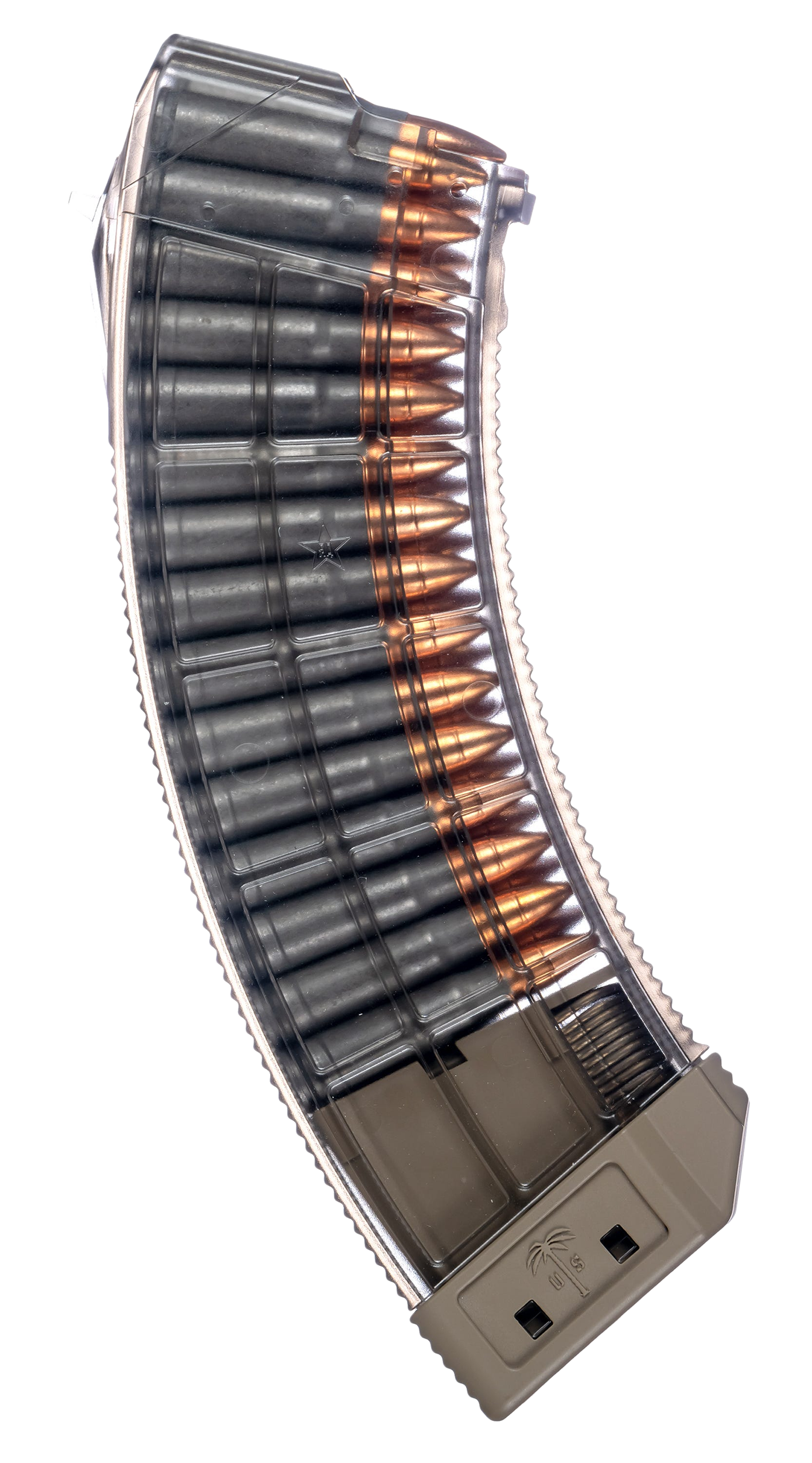 US Palm MA1119A Standard 30rd 7.62x39mm Fits AK-47 Clear w/Flat Dark Earth Floor Plate