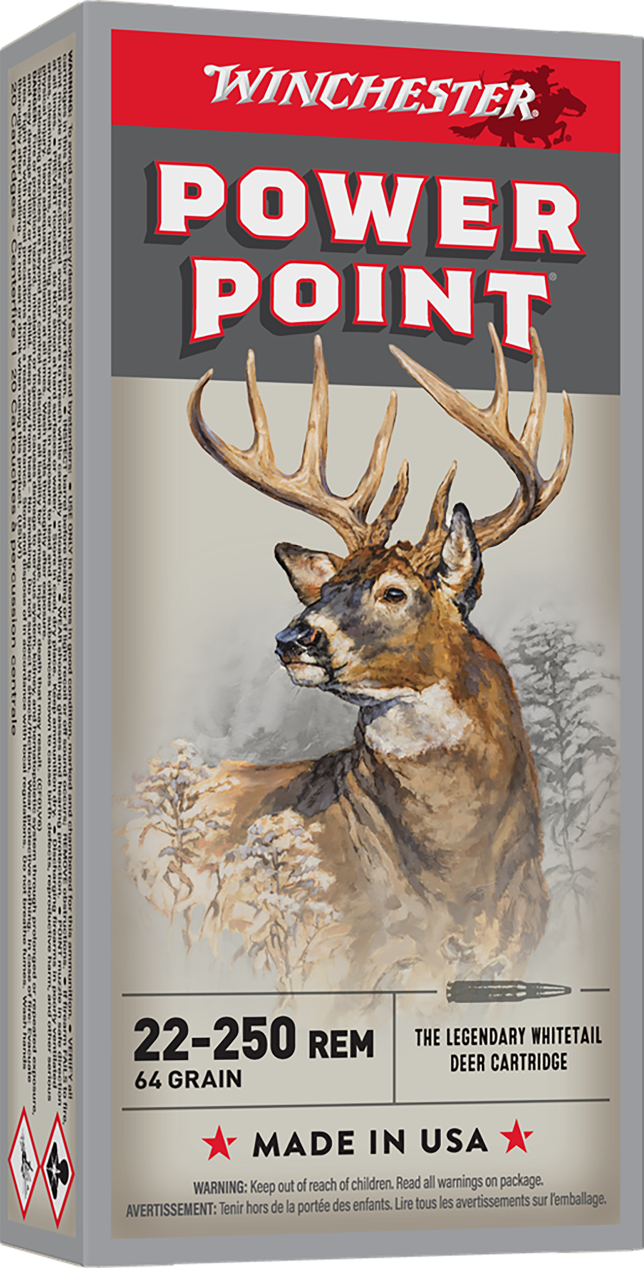 Winchester Ammo X222502 Power-Point  22-250Rem 64gr 20 Per Box/10 Case