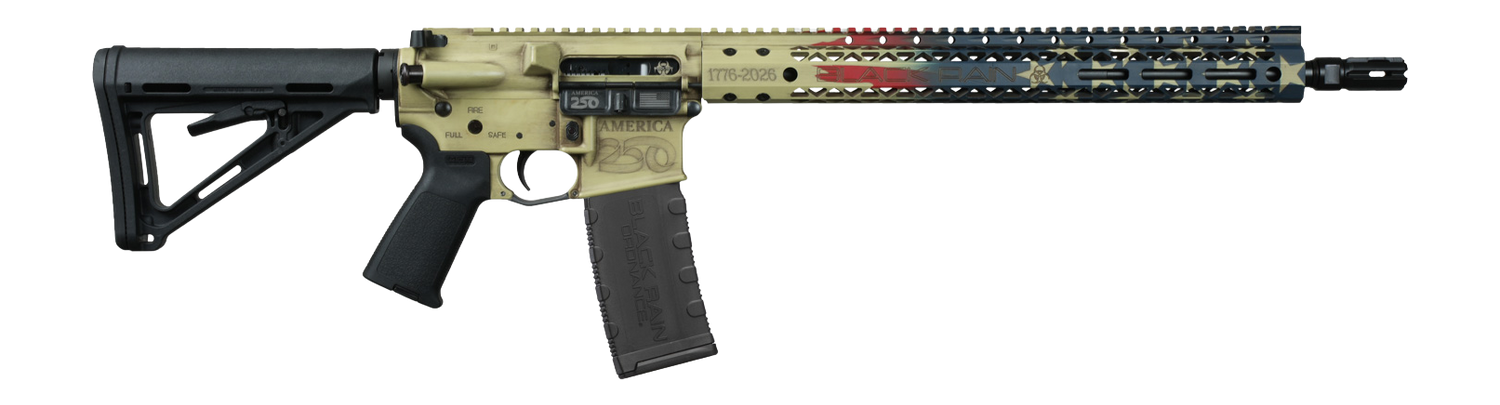 Black Rain Ordnance BRO-AMFLAG-WTP-250 Spec15 5.56 NATO 30+1 16" We The People Aluminum Receiver w/Picatinny Rail,Magpul MOE SL Black Polymer Stock, Black Magpul Grip