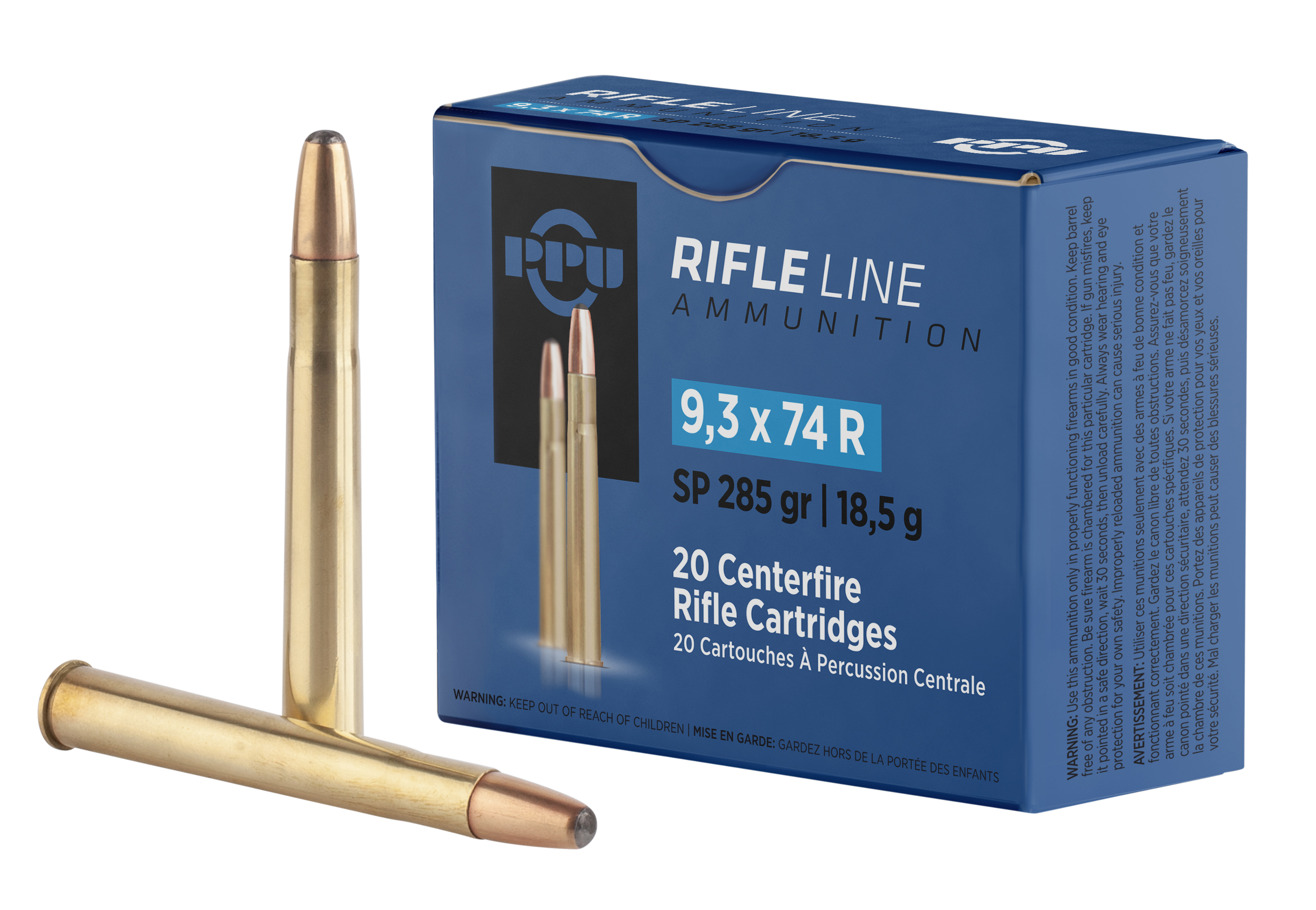 PPU PP9374 Metric Rifle 9.3mmx74R 285gr Soft Point 20 Per Box/10 Case