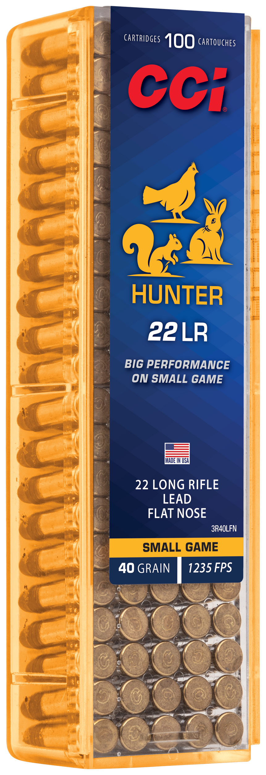 CCI 3R40LFN Hunter  22LR 40gr Lead Flat Nose 100 Per Box/50 Case