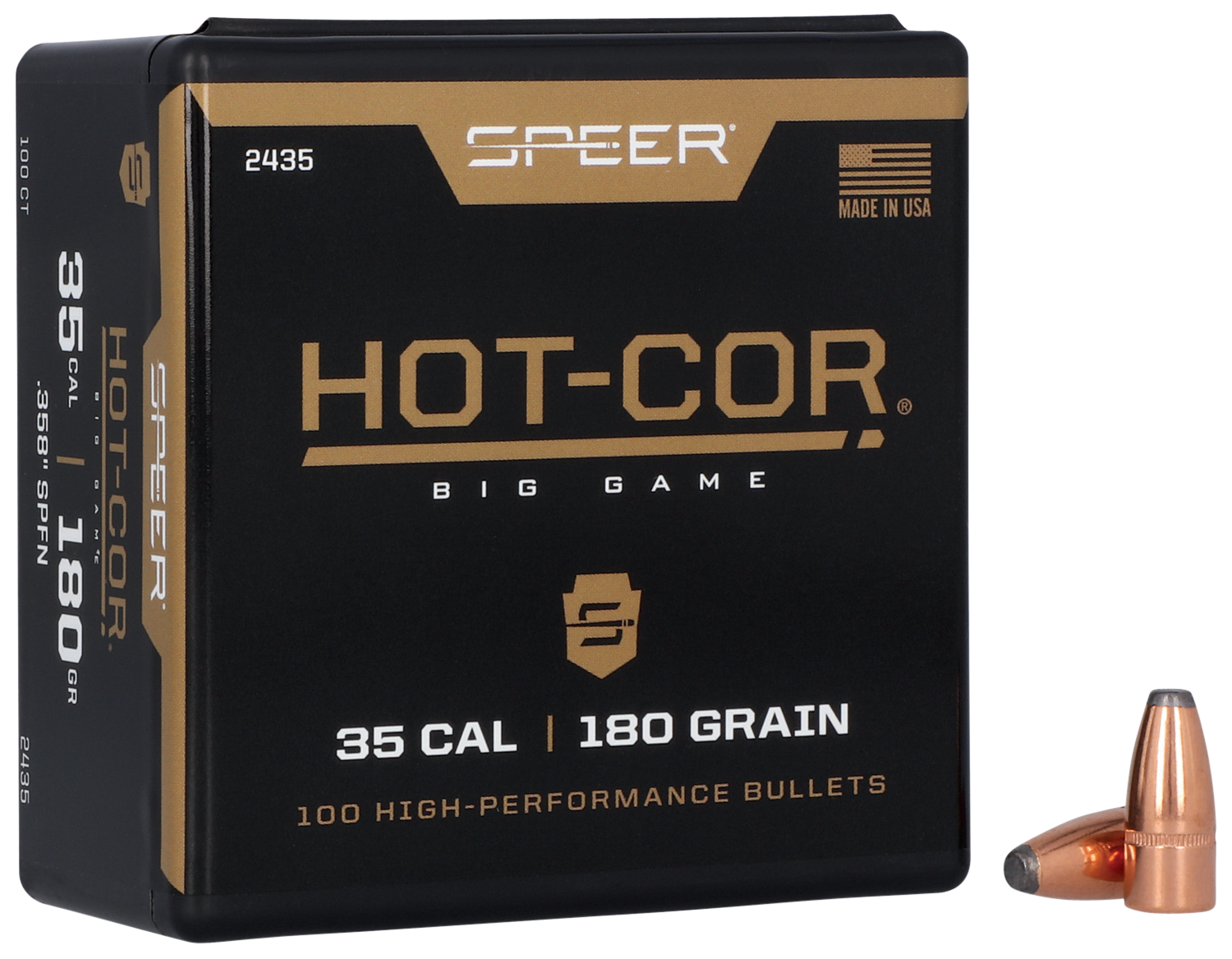 Speer 2435 Hot-Cor 35Cal 180gr Spitzer Soft Point 100 Per Box/5 Case