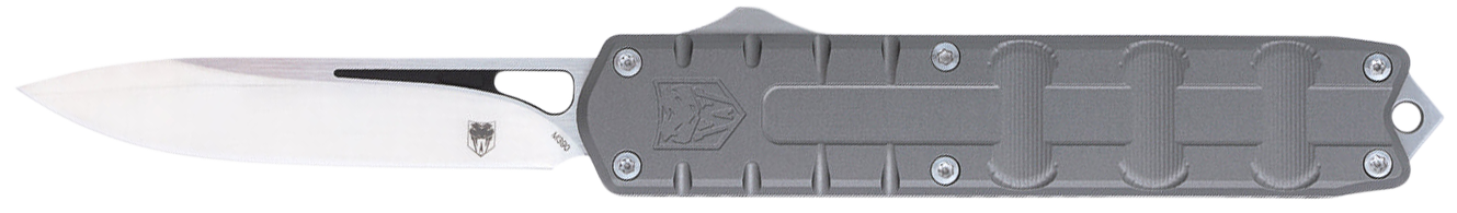 CobraTec Knives CTEGRYM390DNS Enforcer 3.25" OTF Drop Point Plain M390 Steel Blade/Gray Aluminum Handle