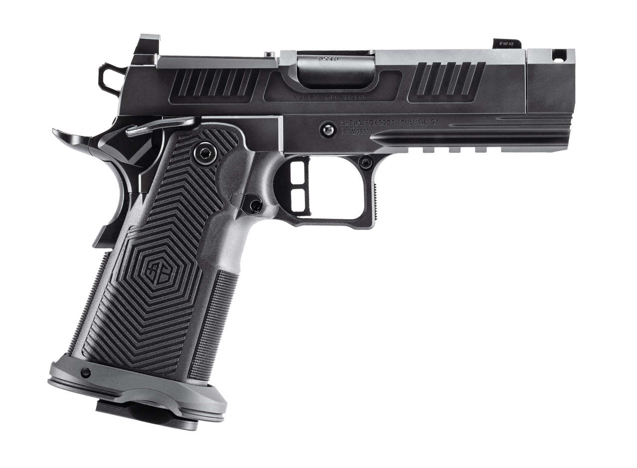 Alpha Foxtrot AA39X1QIG-XDBK19 AF1911 Romulus Compact Frame 9mm Luger 20+1 3.50" Black DLC Threaded Compensated Barrel, Black DLC Stainless Steel Optic Ready/Serrated Slide, Black DLC Stainless Steel