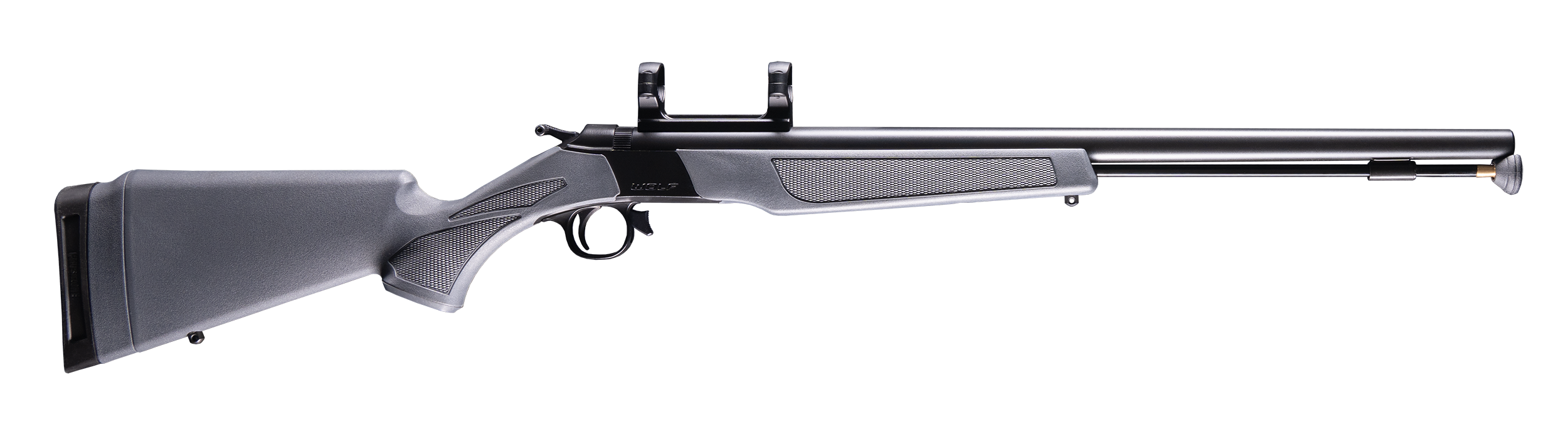 CVA PR2119M Wolf  50 Cal 24" Blued Steel Barrel &  Steel Receiver w/Picatinny Rail, Fixed Stealth Gray Synthetic Stock