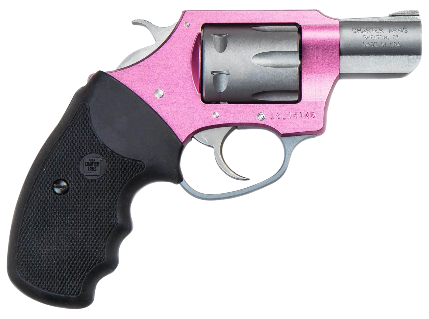 Charter Arms 52230 Pathfinder Lite Pink Lady Small 22 LR, 8 Shot 2" Matte Stainless Steel Barrel & Cylinder, Pink Aluminum Frame w/Black Finger Grooved Rubber Grip, Exposed Hammer