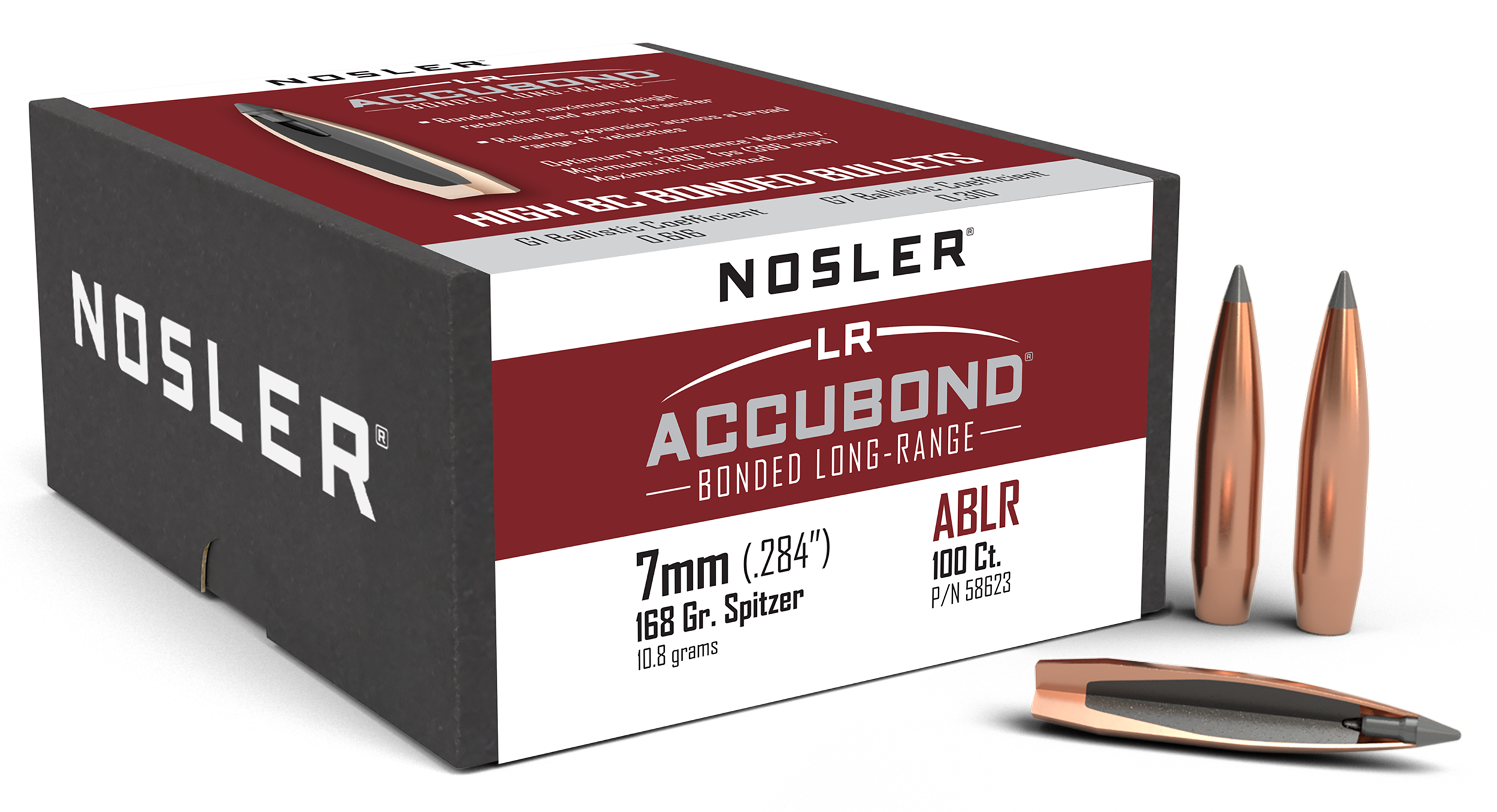 Nosler 58623 AccuBond Long Range 7mm 168gr Spitzer Point 100/Box