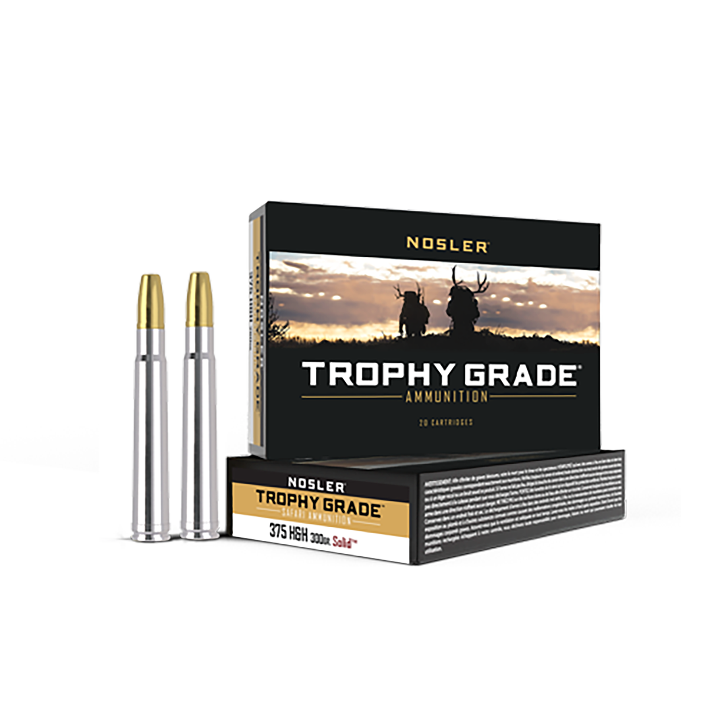 Nosler 40608 Trophy Grade Safari  375H&HMag 300gr Nosler Solid 20 Per Box/10 Case