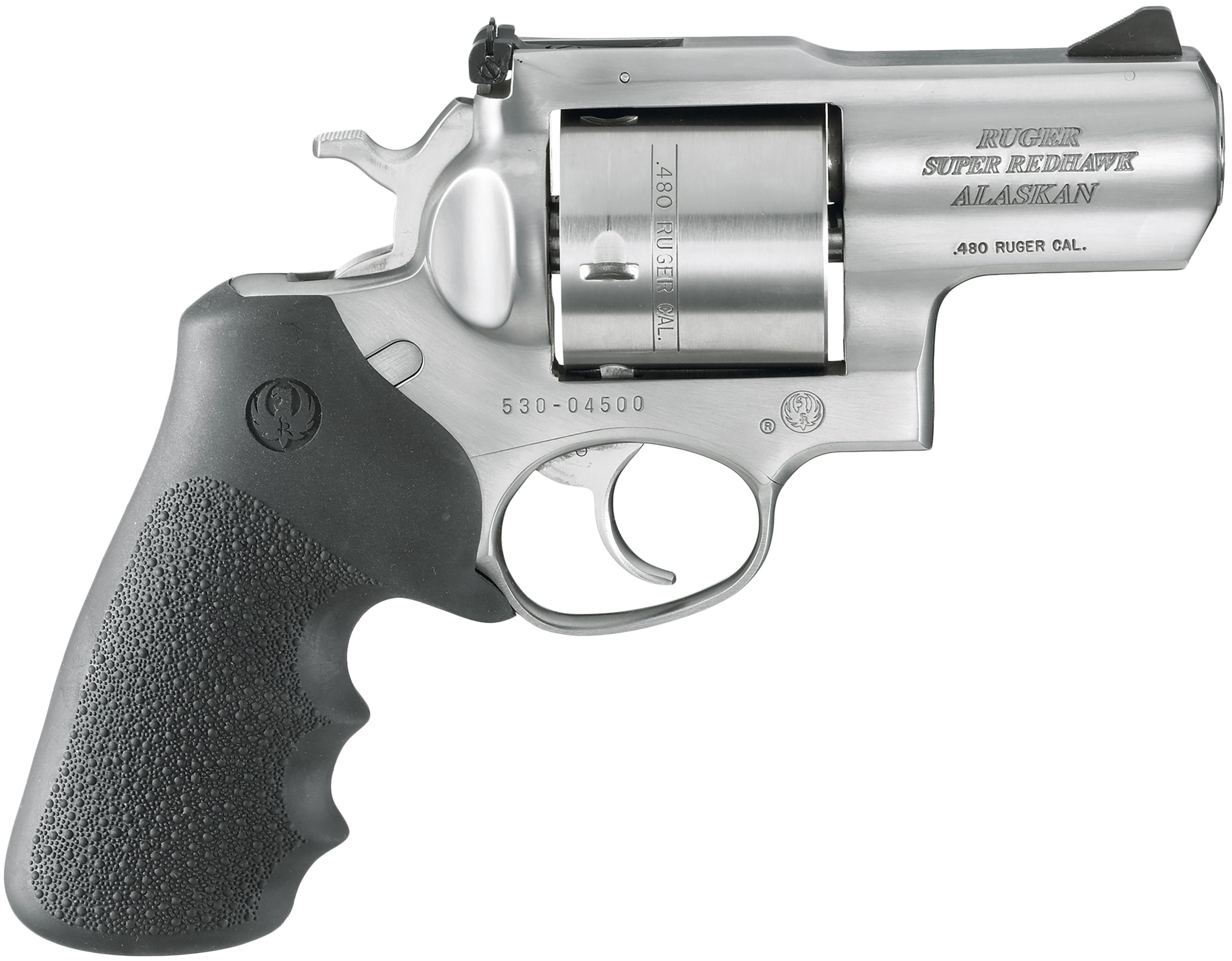 Ruger 5302 Super Redhawk Alaskan Small Frame 480 Ruger 6rd 2.50" Satin Stainless Steel Barrel, Cylinder & Frame, Black Hogue Finger Groove Monogrip, Transfer Bar Safety Exposed Hammer