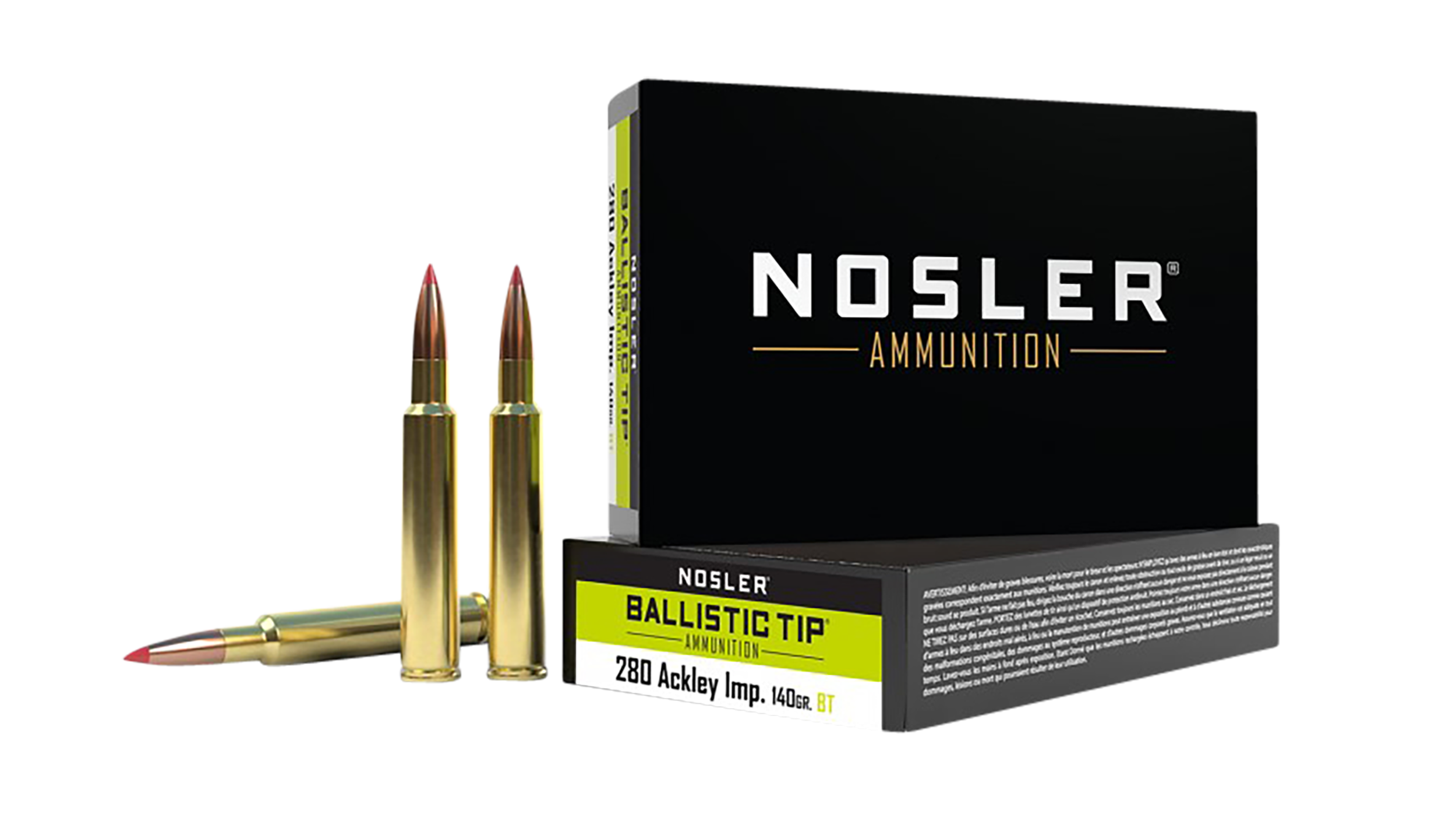 Nosler 43504 Ballistic Tip 280Ackley Improved 140gr Spitzer Ballistic Tip 20 Per Box/10 Case