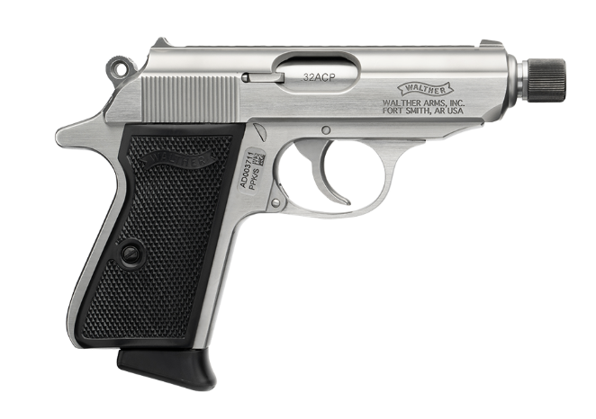 dWALTHER PPK SD THREADED STAINLESS 32ACP PSTL 7RD