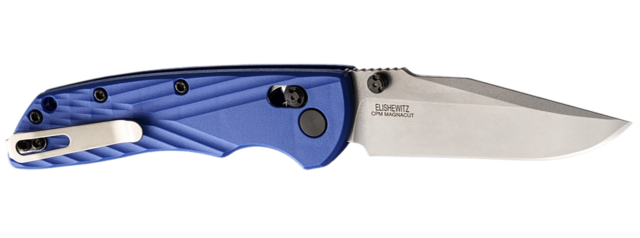 Hogue 24373 Deka  3.25" Folding Clip Point Plain Stone Tumbled CPM MagnaCut Steel Blade, Blue Textured GRN Handle