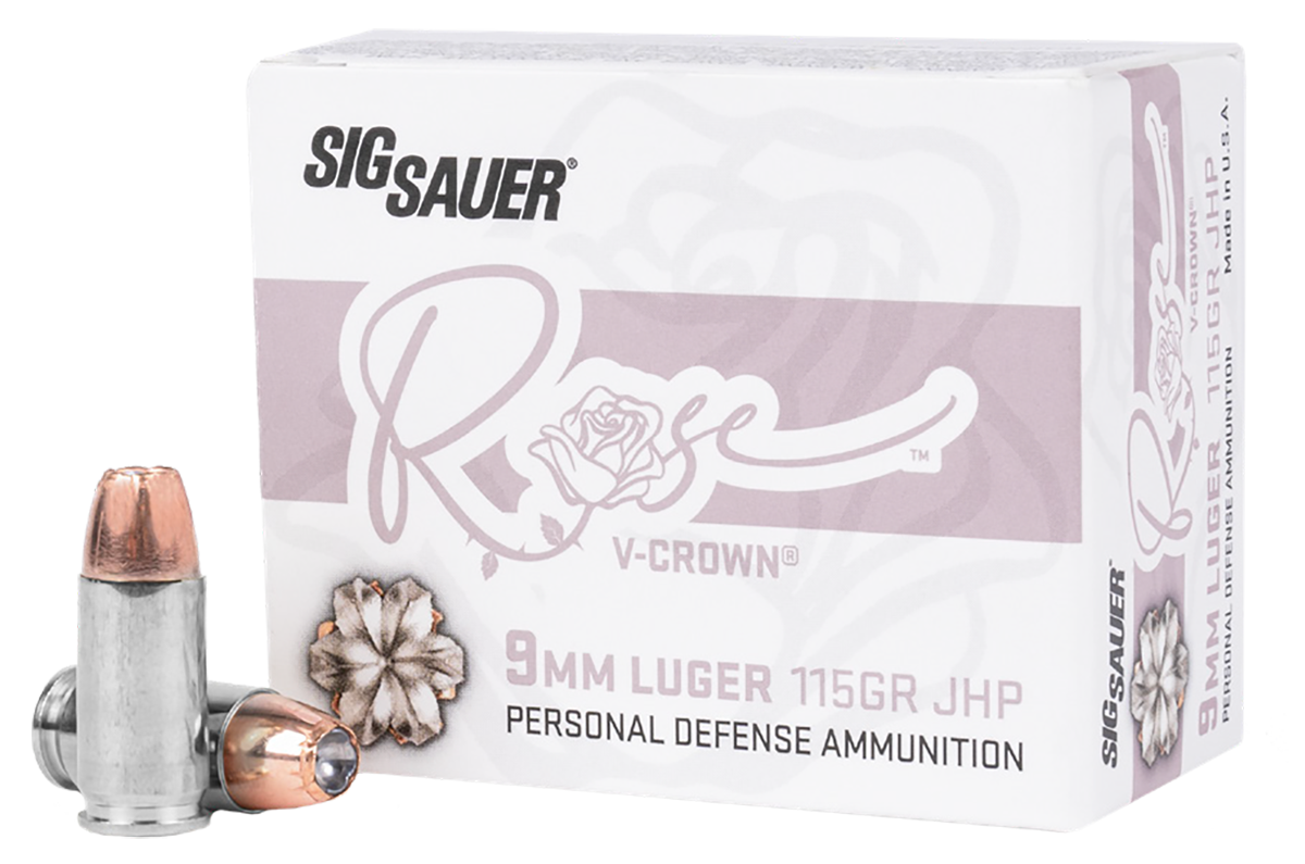 Sig Sauer E9MMA1ROSE20 Rose  9mm Luger 115gr V-Crown Jacketed Hollow Point 20 Per Box/10 Case