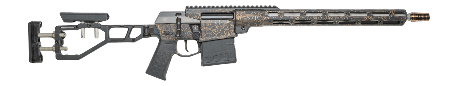 Cnc Firearms CNCQTOPO-B Q Fix 308 Win 16" Threaded Barrel, Black/Bronze Topographic Receiver w/Picatinny Rail, Adjustable Folding Stock, AR Grip